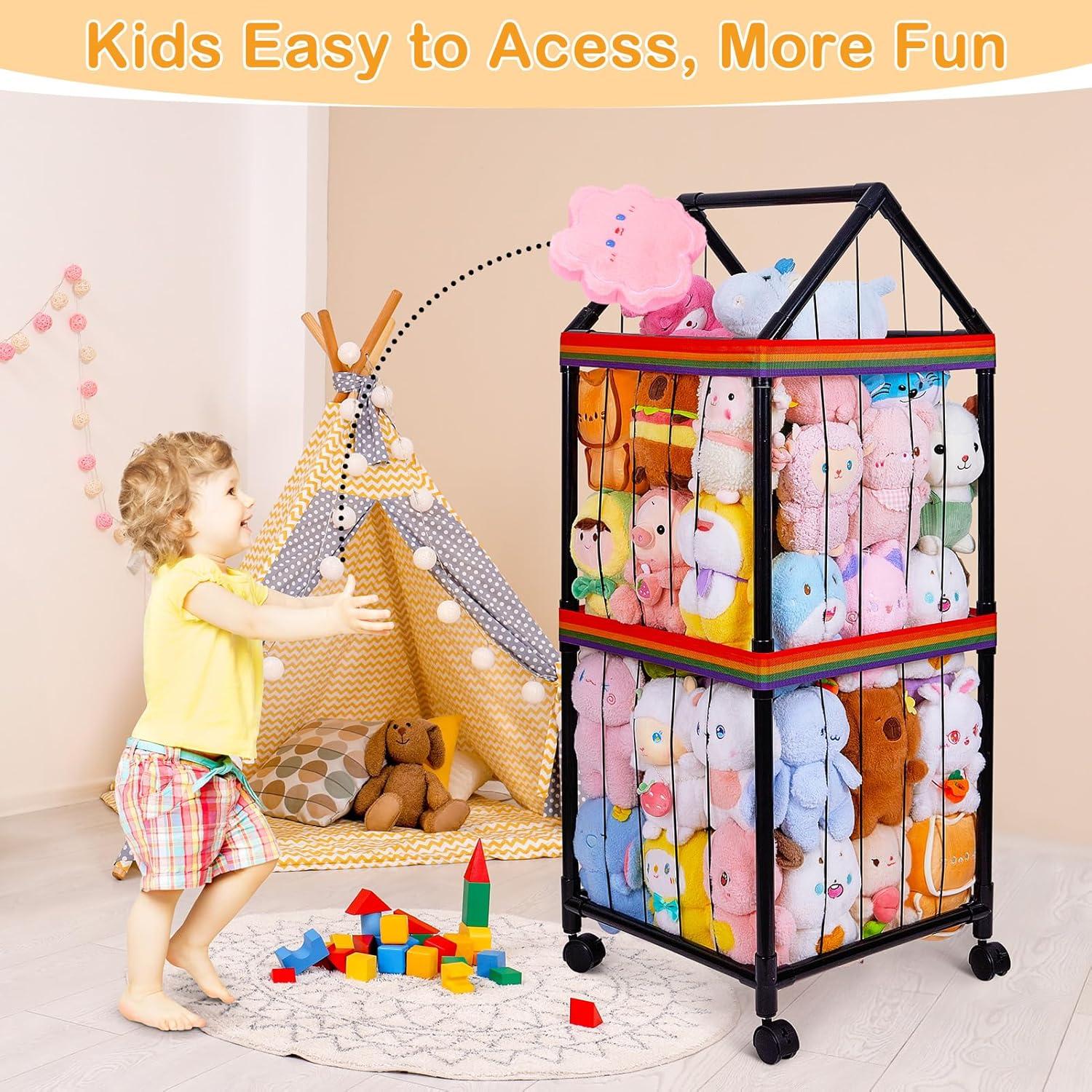 Organizador de Animales de Peluche FIOBEE Negro con Ruedas