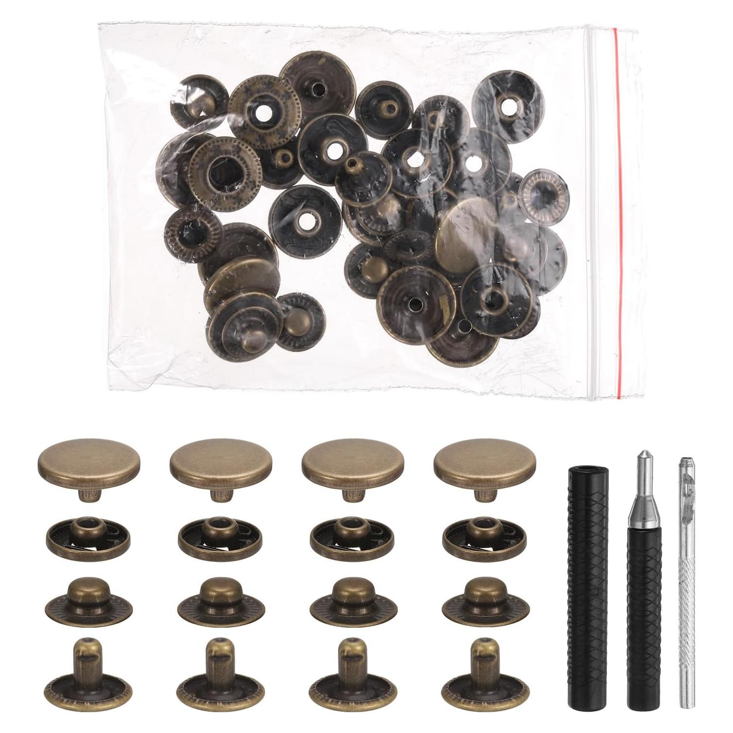 Kit de Botones a Presión de Cuero HARFINGTON 12.5mm Bronce