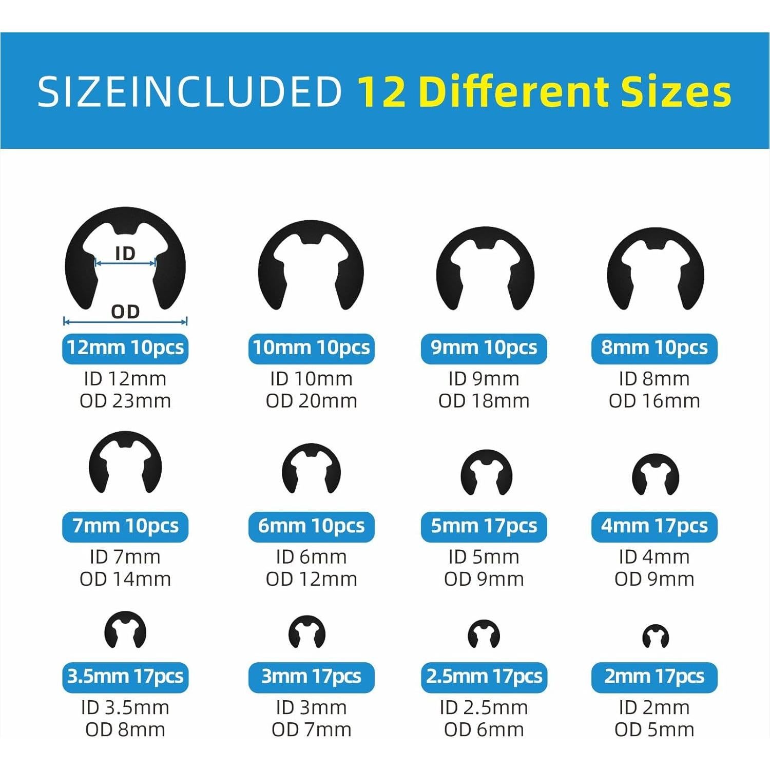 Juego de Clips de Retención Mariyandh 324 Pcs Acero Carbono