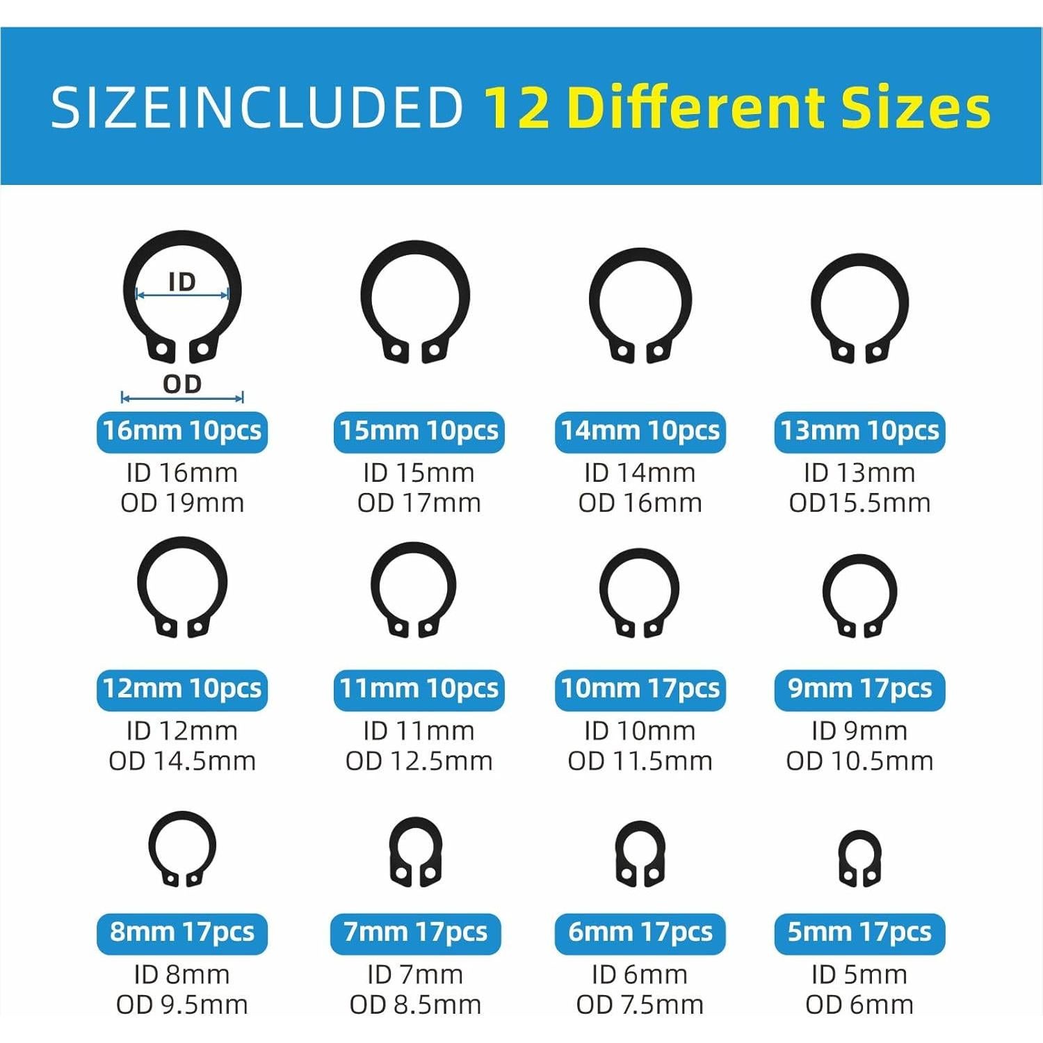 Juego de Clips de Retención Mariyandh 324 Pcs Acero Carbono