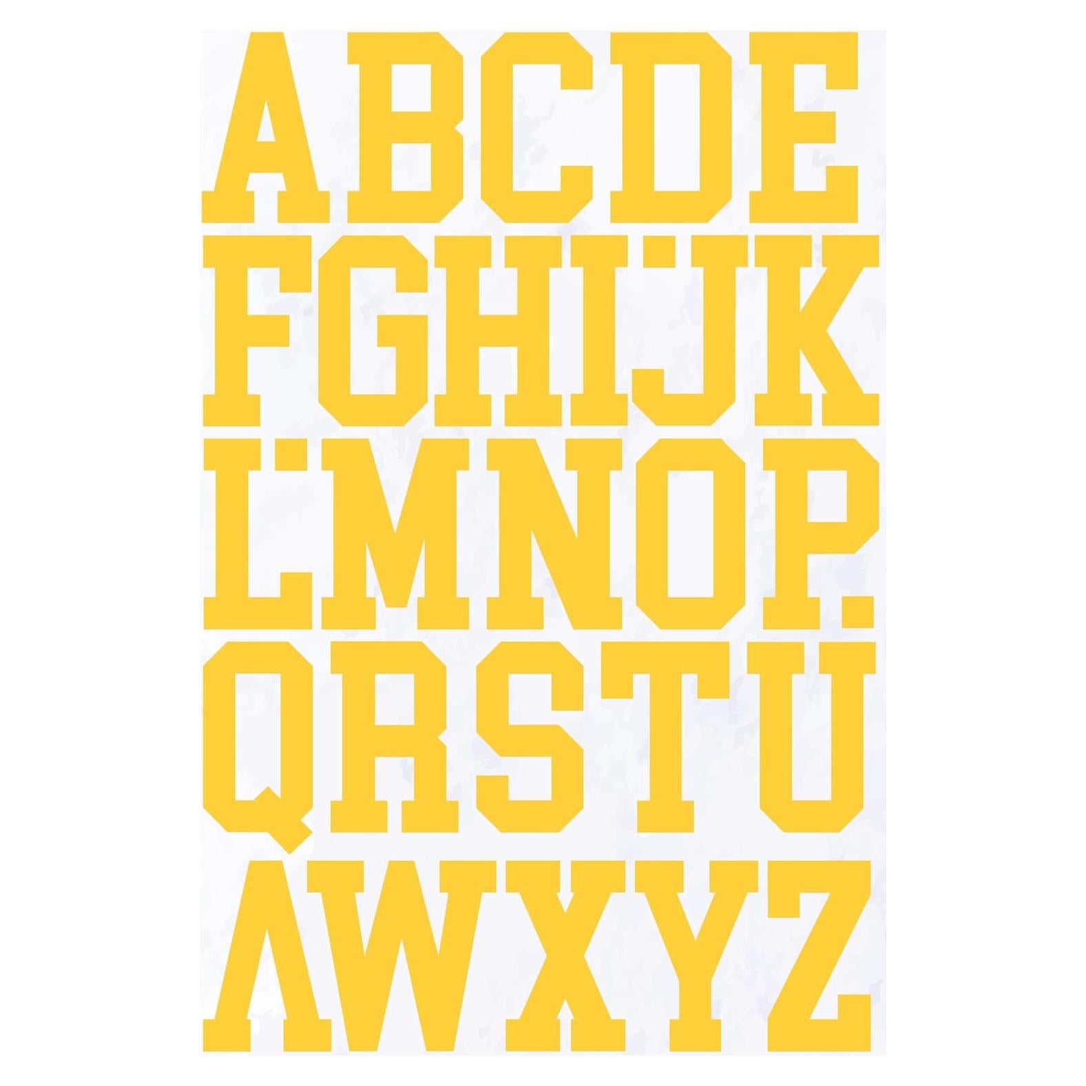 Letras de Planchar Amarillas Iron 'Em para Tela 58 Piezas