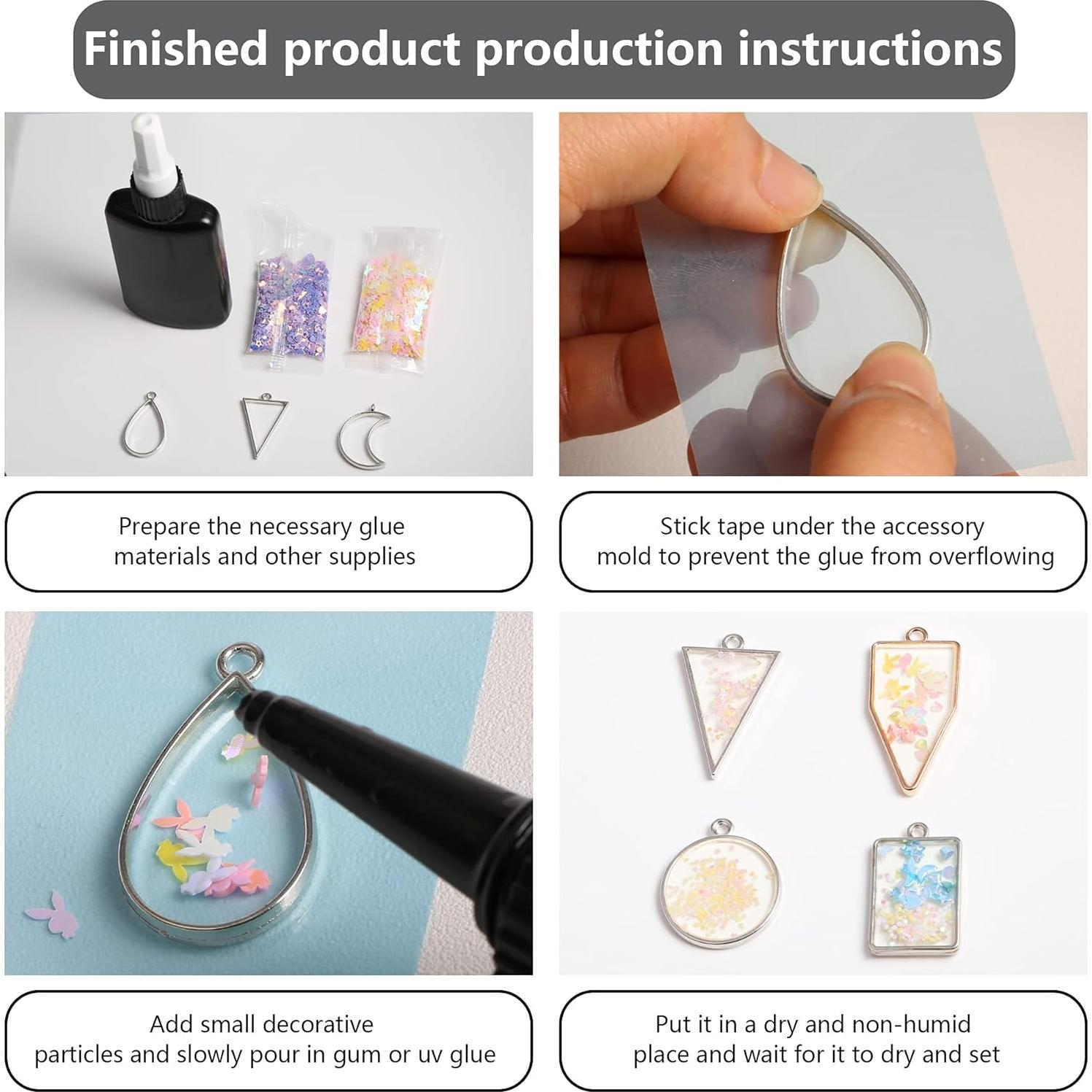 Moldes Abiertos para Resina 80 Pcs - Joyería DIY Oro y Blanco