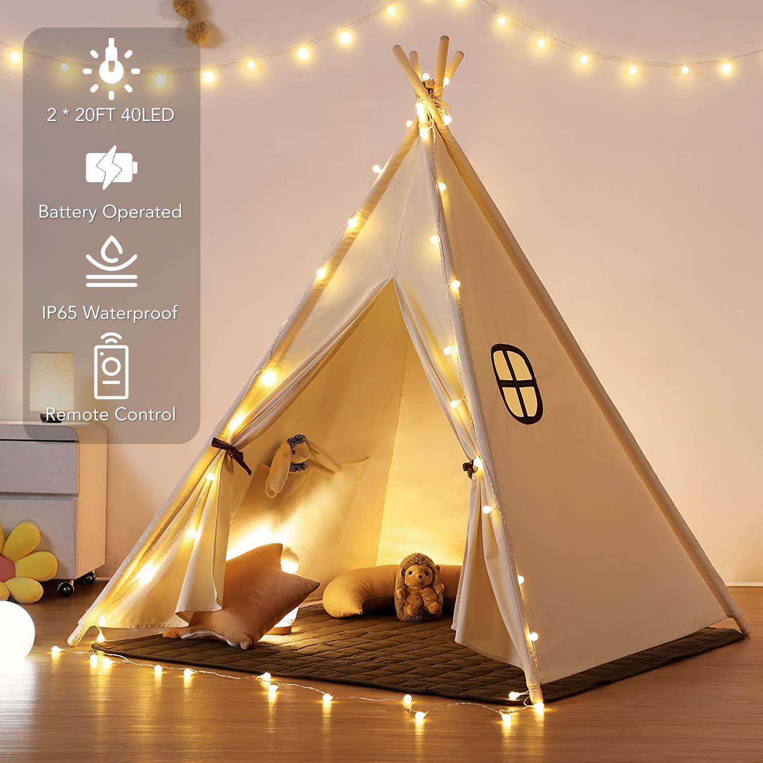 Paquete de 2 luces de cadena LED Tasodin 40 LEDs 6.1m blanco cálido