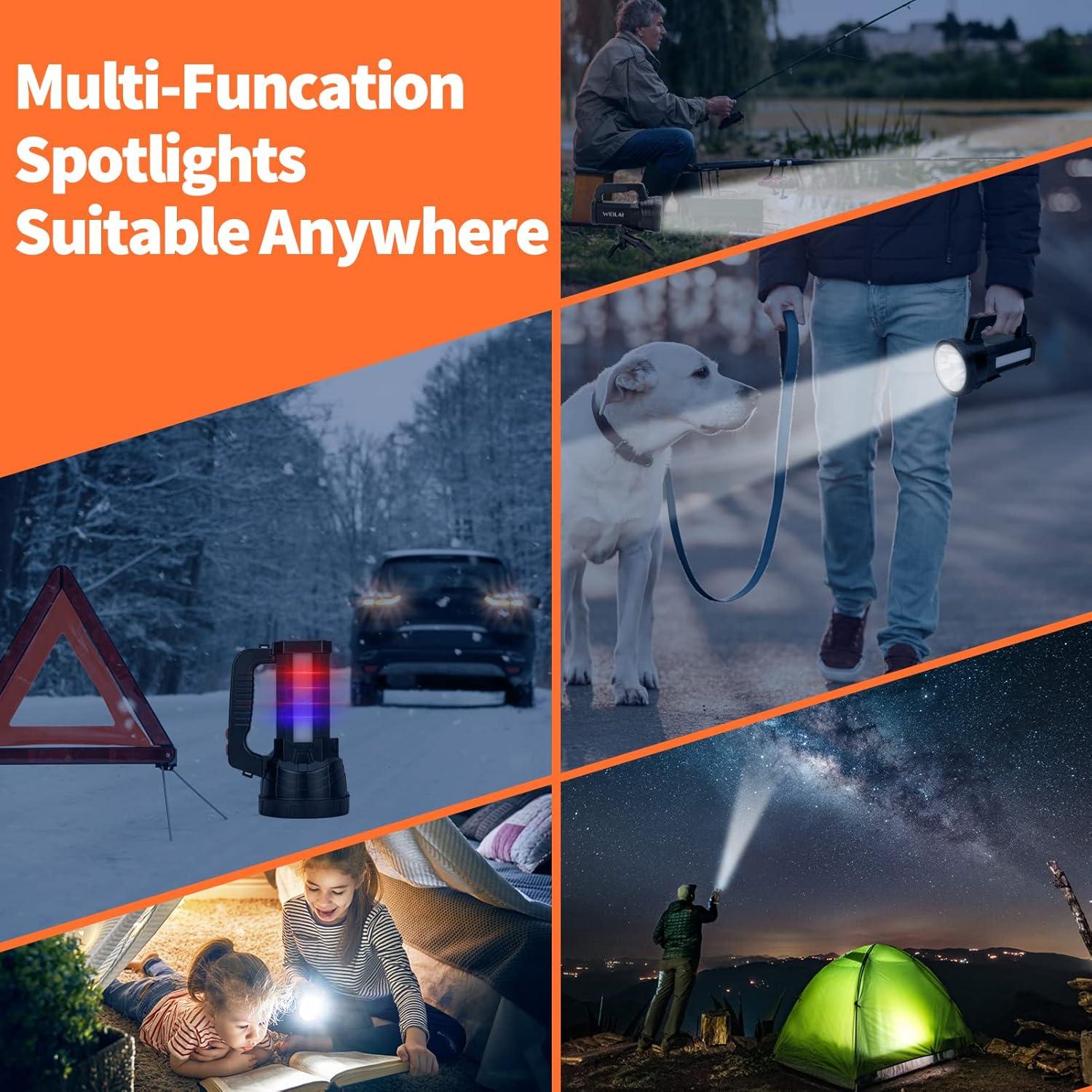 Linterna LED Recargable WEILAI 9600mA Luz Amarilla 6 Modos