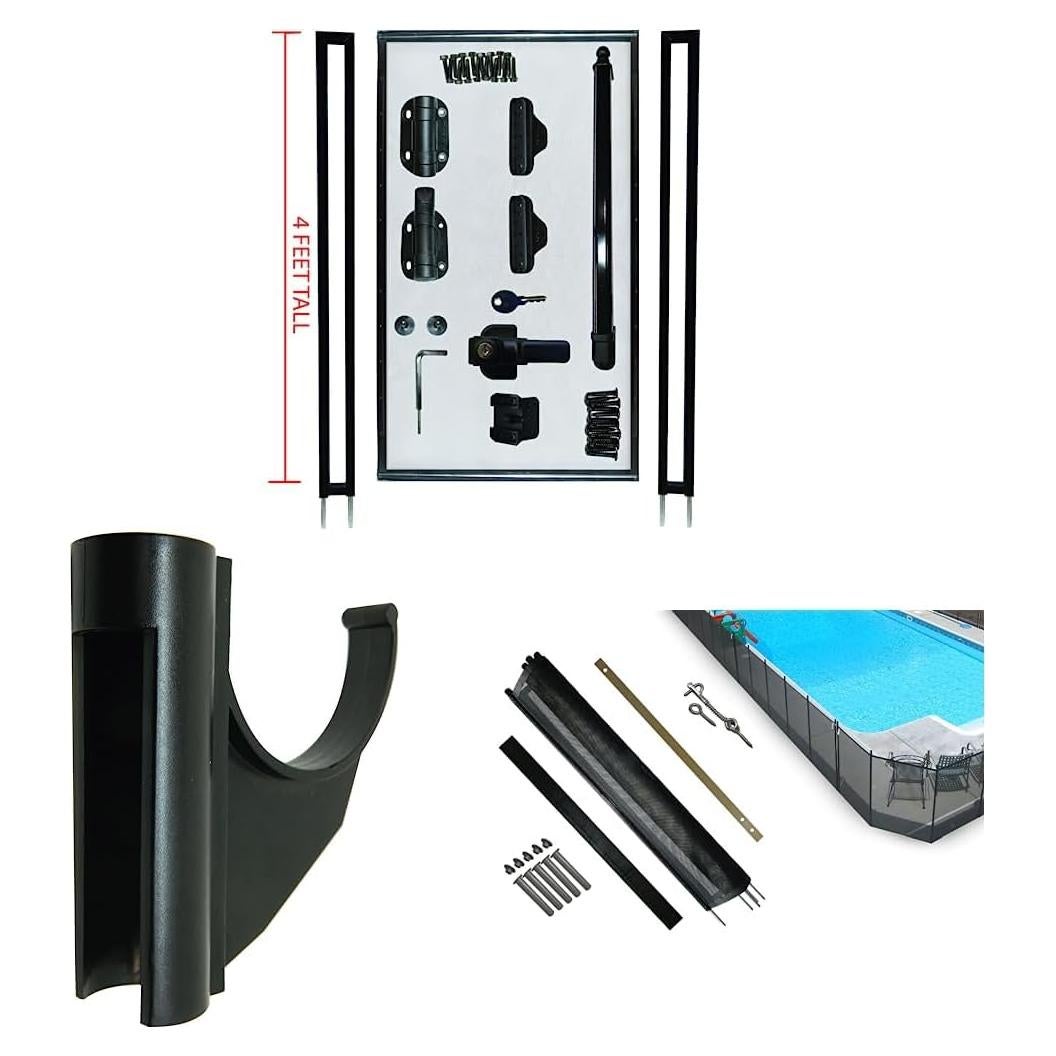 Kit de Puerta Autocerrable Life Saver para Cerca de Piscina 1.22x3.66m Negro