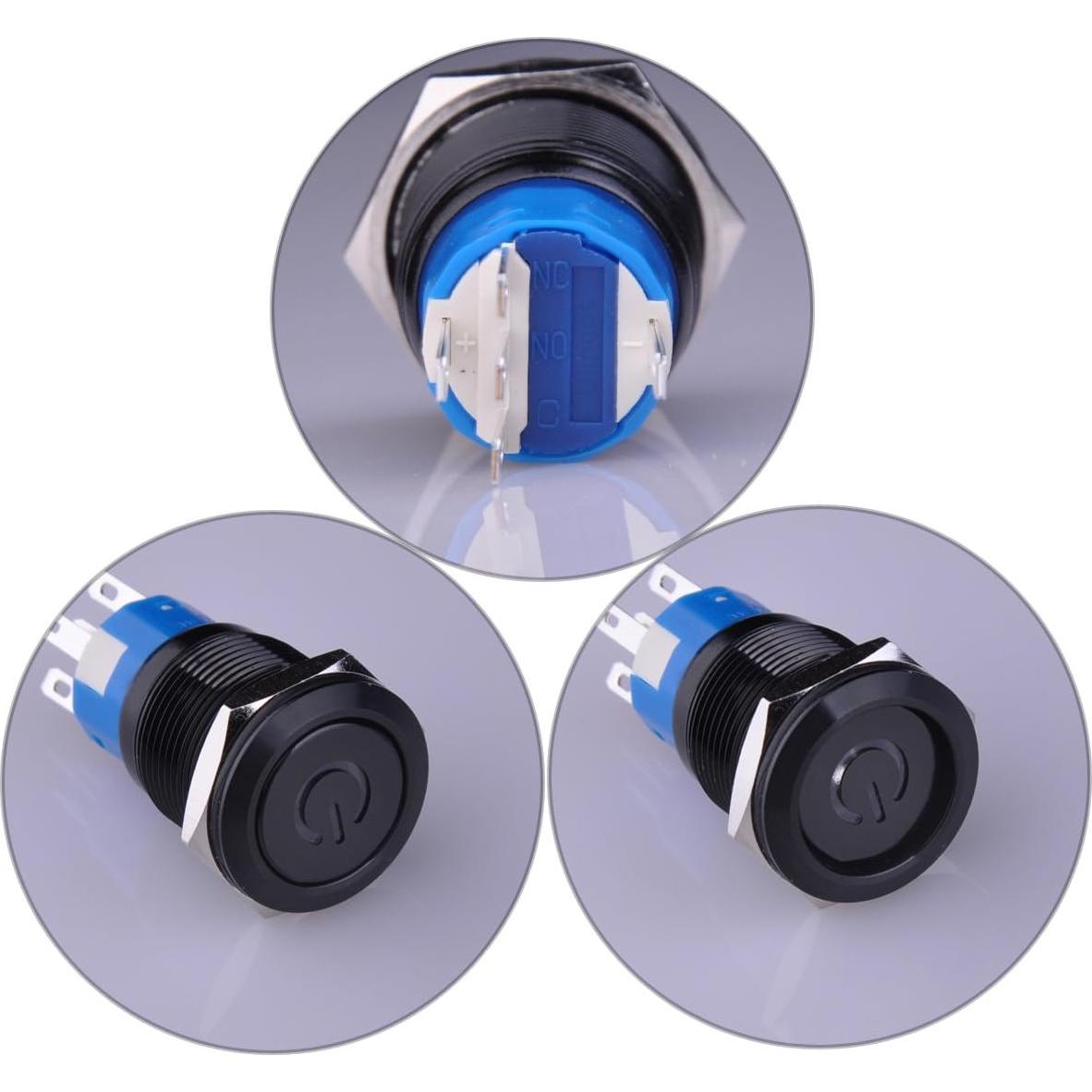 Interruptor pulsador Ulincos U19C1 1NO1NC SPDT 19mm LED azul