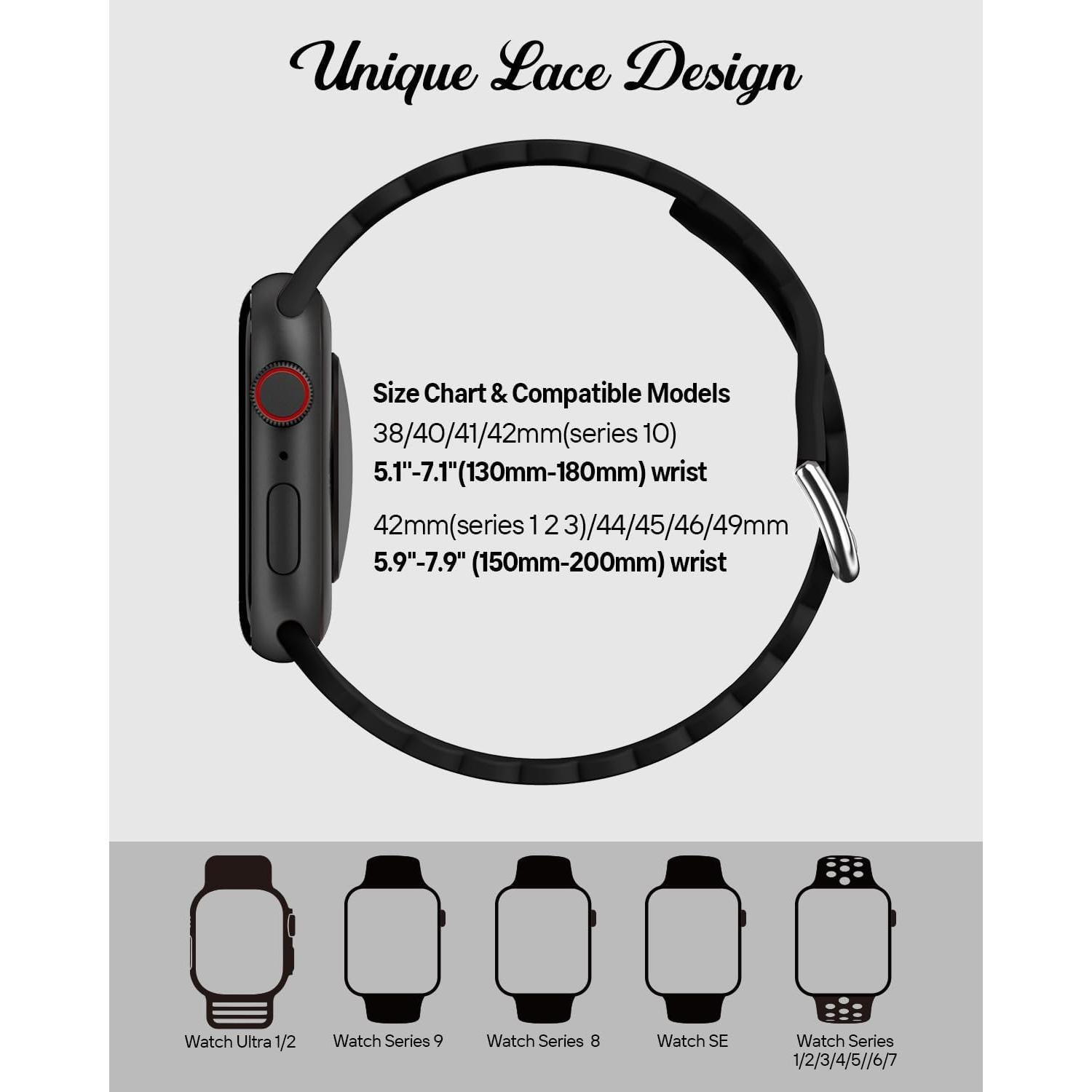 Banda de Silicona con Encaje Sunnywoo para Apple Watch 38-49mm