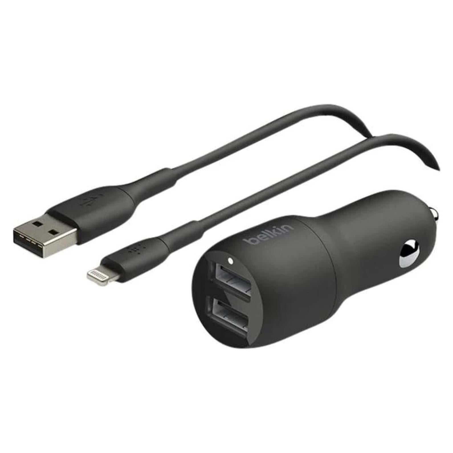Cargador de coche USB-A dual Belkin 24W con cable Lightning