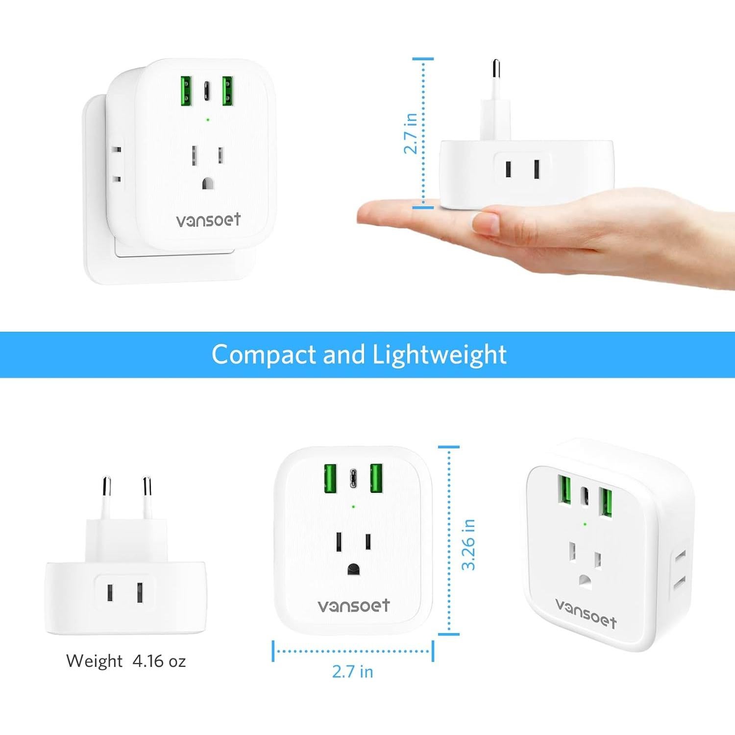 Adaptador de Enchufe de Viaje Vansoet Tipo C 20W 7 en 1