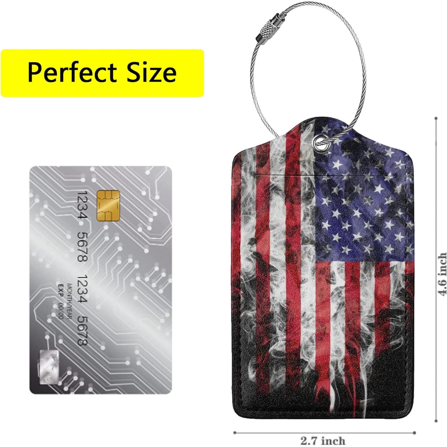 Etiquetas de Equipaje GAMSJM 2 PCS Bandera Americana Cuero
