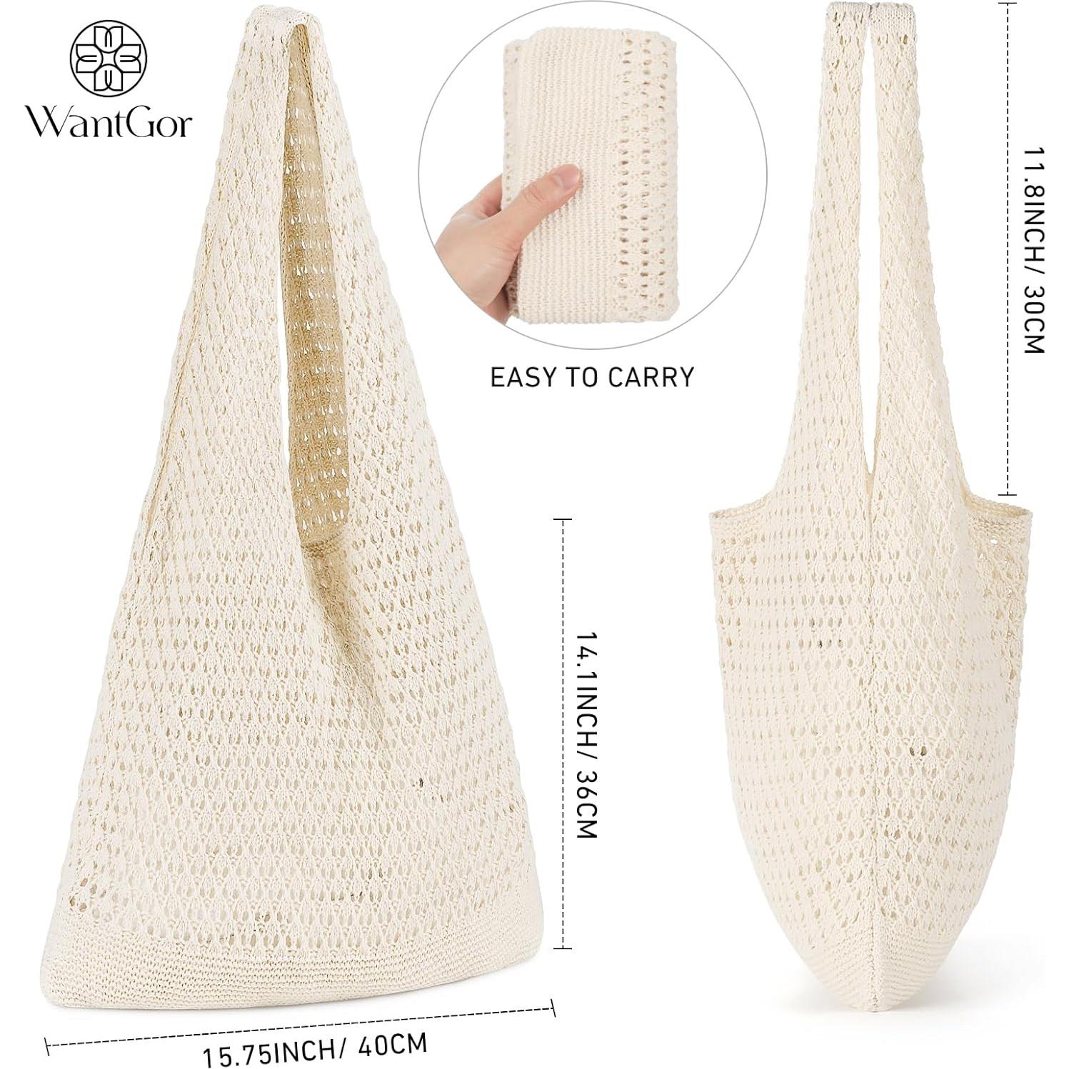 Bolsa de Playa de Crochet WantGor Albaricoque 35x36cm