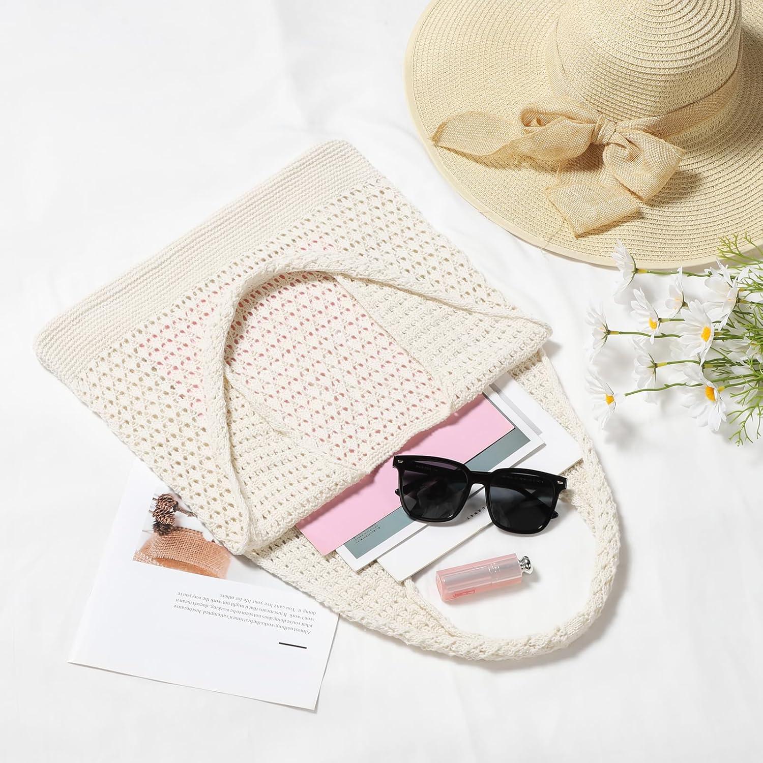 Bolsa de Playa de Crochet WantGor Albaricoque 35x36cm