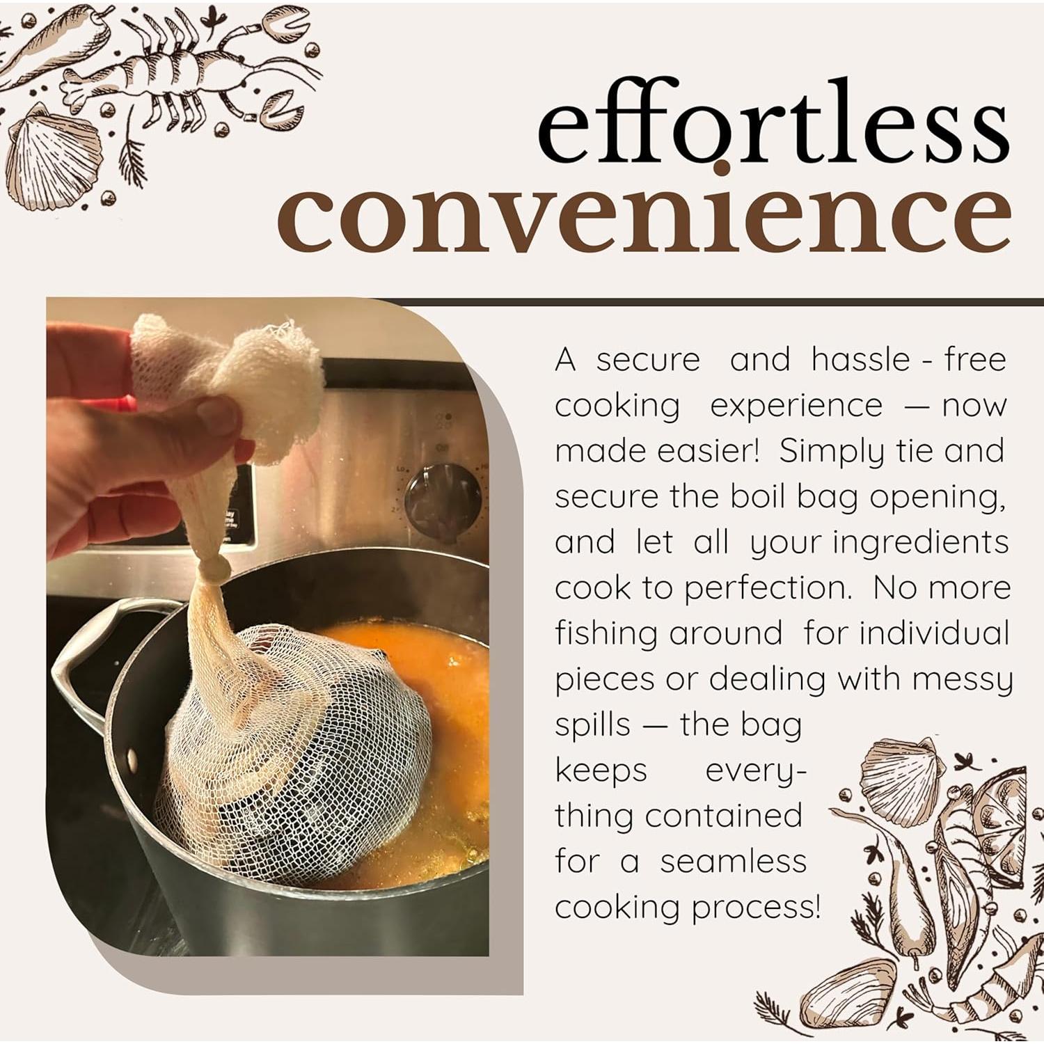 Bolsas de Hervir Mariscos B53 24" Reutilizables - 25 Piezas