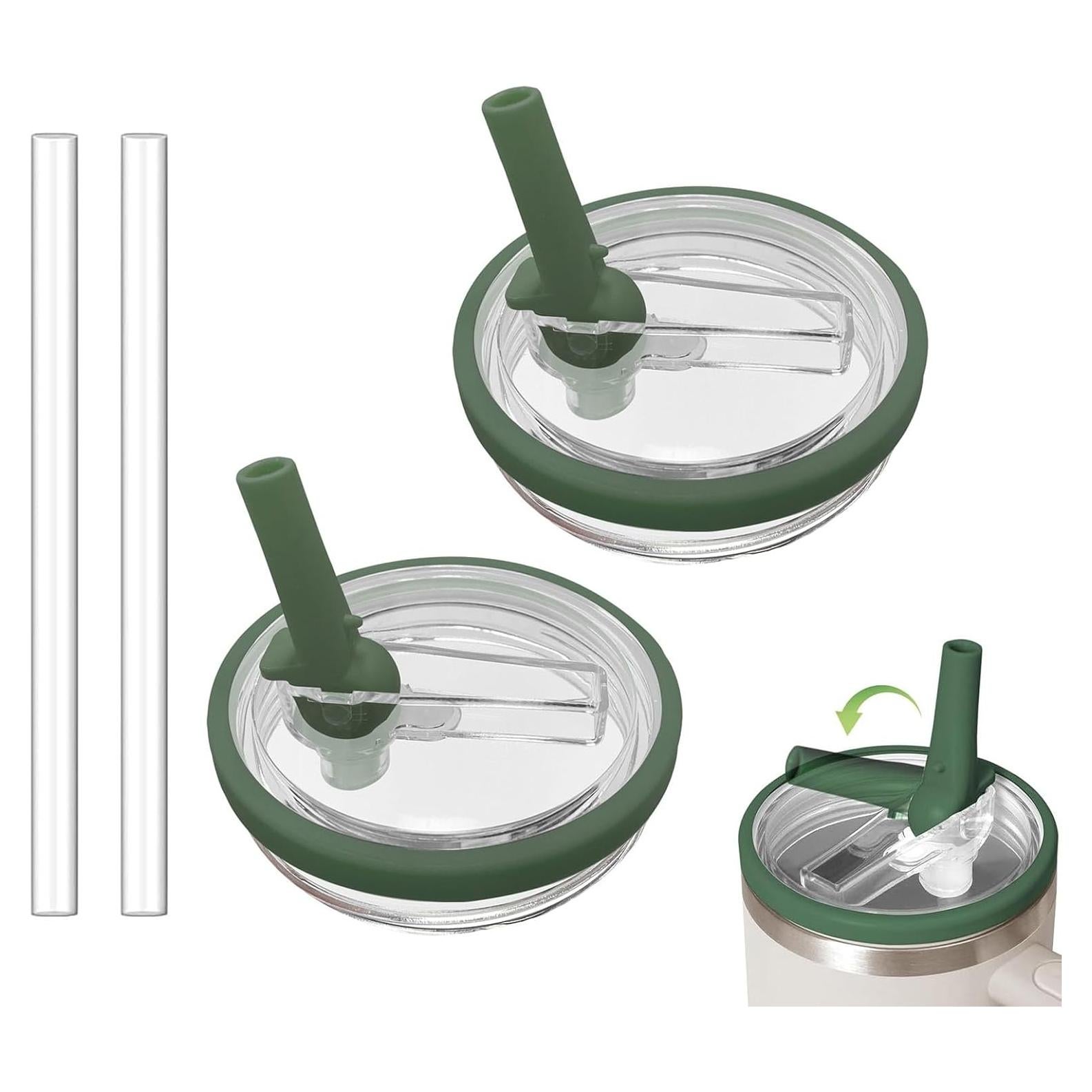 Paquete de 2 tapas de paja Bnoname 30 oz a prueba de fugas Verde Militar