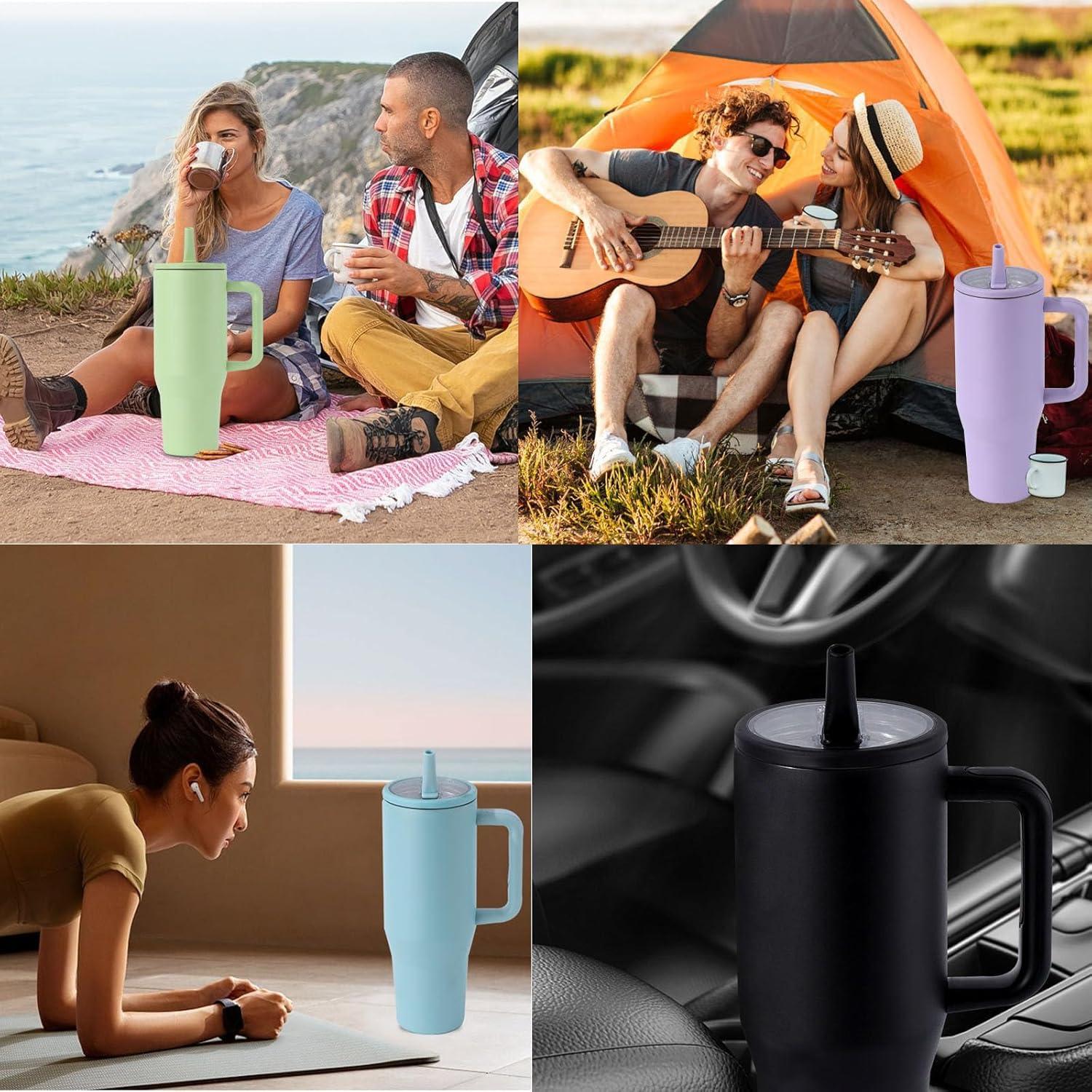 Paquete de 2 tapas de paja Bnoname 30 oz a prueba de fugas Verde Militar