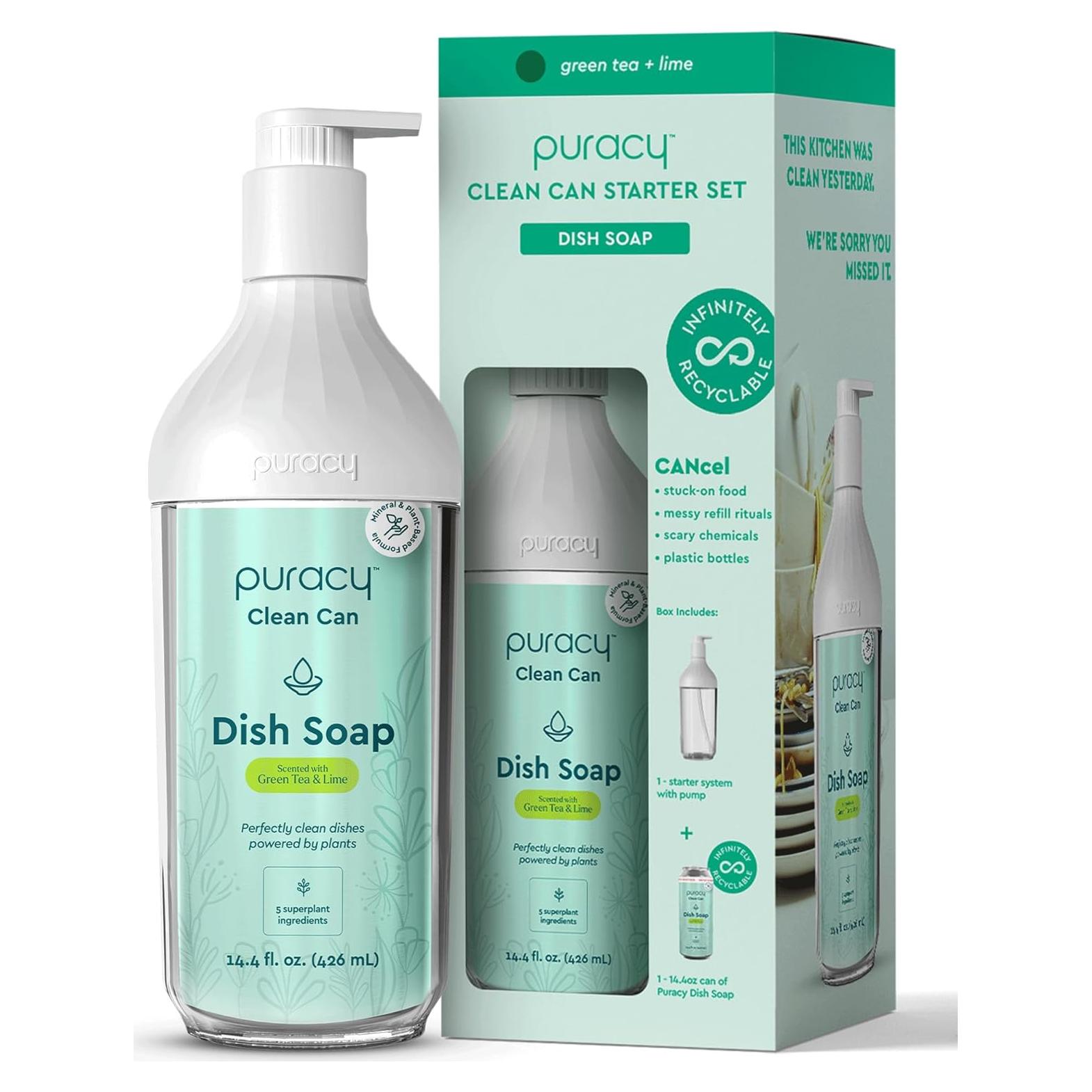 Jabón para Platos Natural Puracy 425 ml Té Verde y Lima