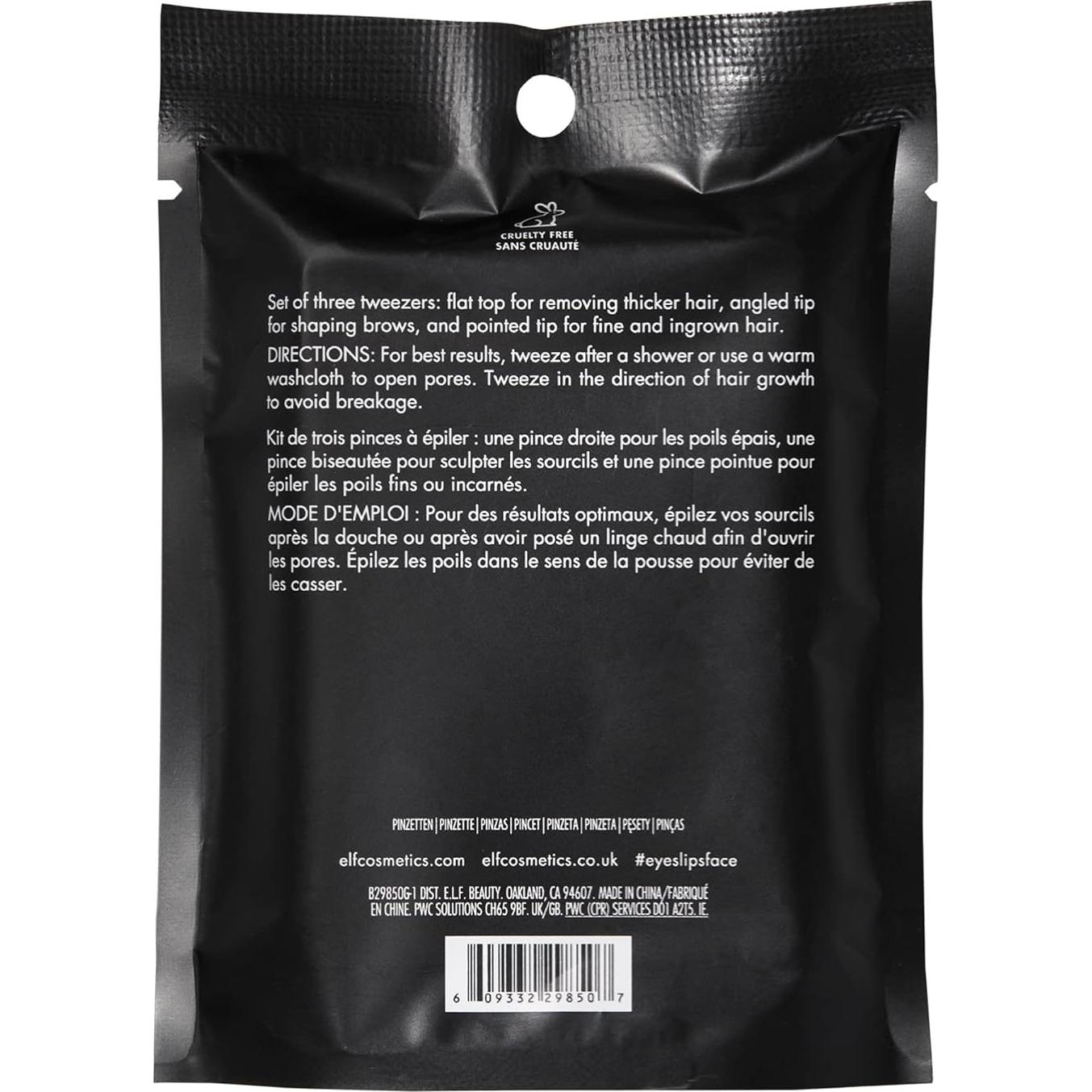 Kit de Pinzas para Cejas e.l.f. - 3 Mini Pinzas Veganas