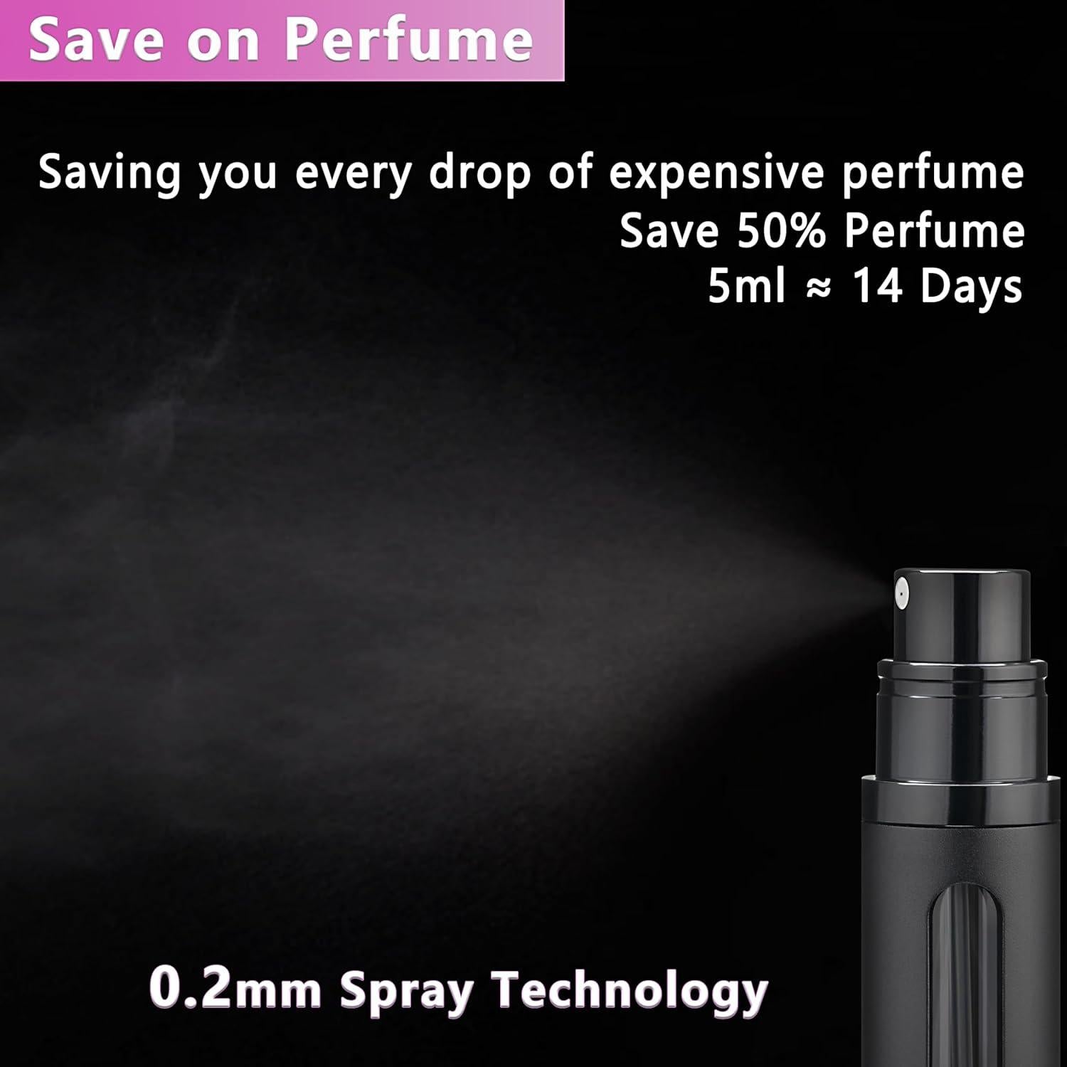 Botella de Perfume Refillable 5ml Qavhun Negra a Prueba de Fugas