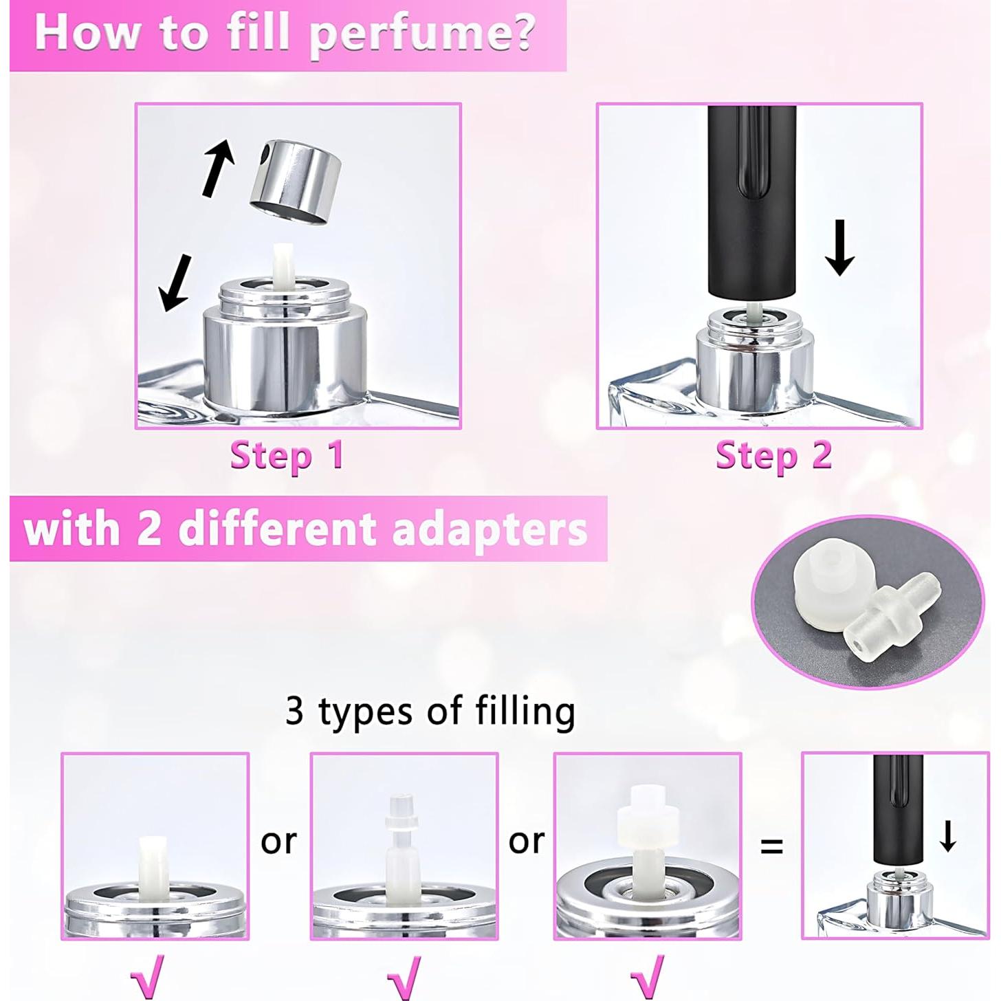 Botella de Perfume Refillable 5ml Qavhun Negra a Prueba de Fugas