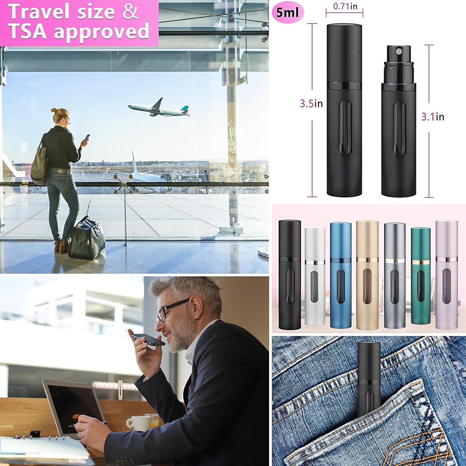 Botella de Perfume Refillable 5ml Qavhun Negra a Prueba de Fugas