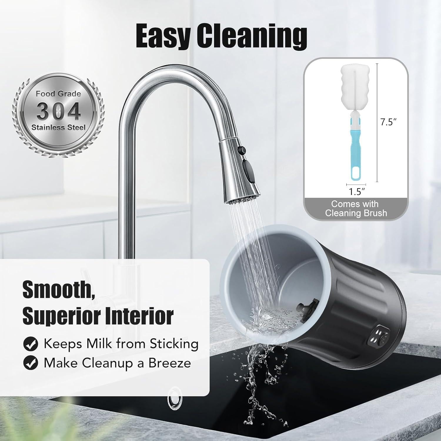 Espumador de Leche Ovetedot 240ml 4-en-1 con Apagado Automático