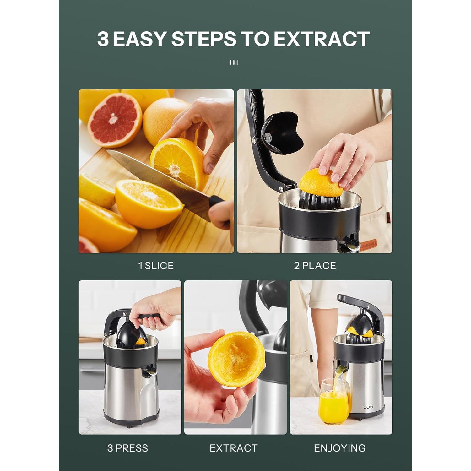 Exprimidor Eléctrico QCen SG-85W de Cítricos Acero Inoxidable