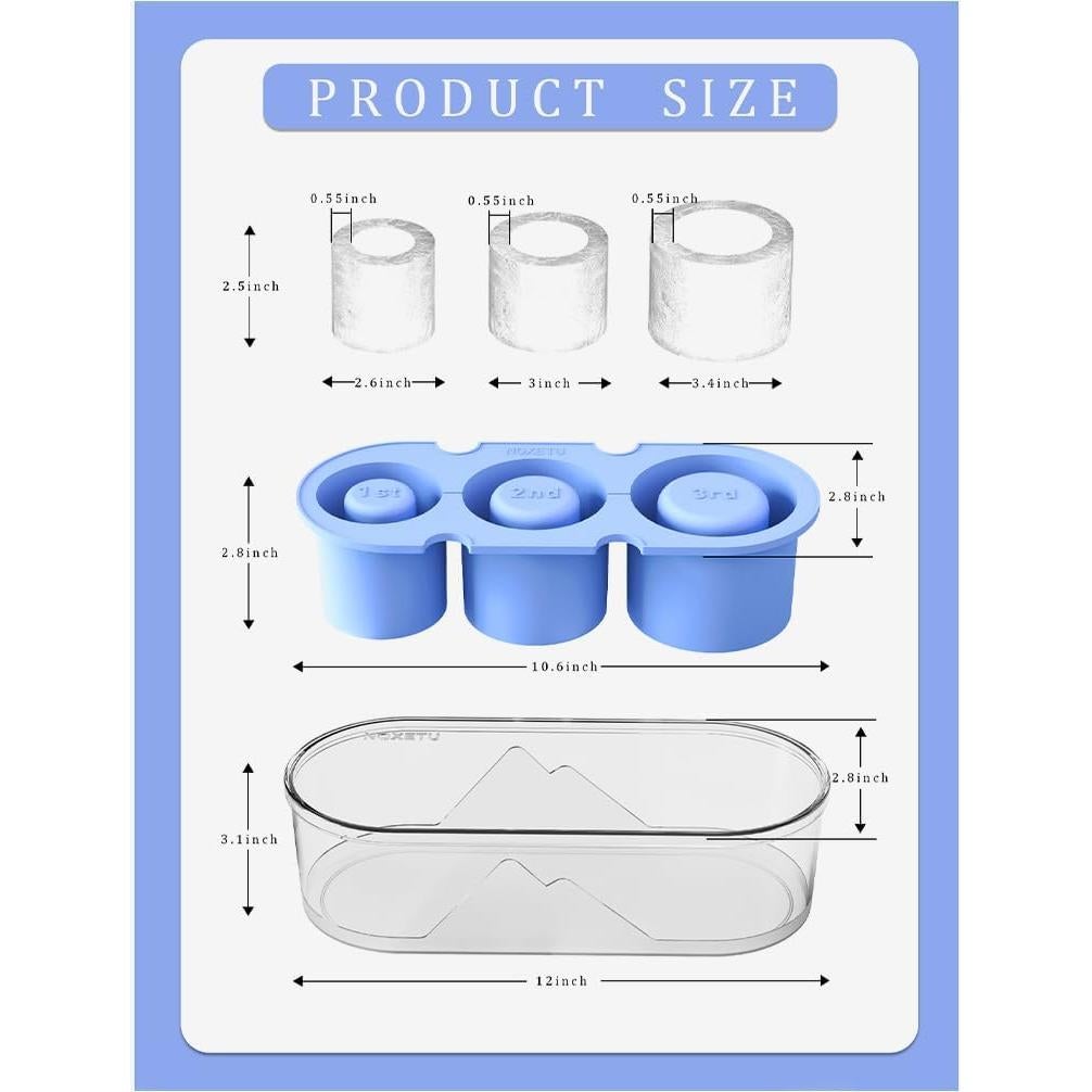 Molde de Hielo Noxetu 40oz Silicona Flexible con Tapa Transparente