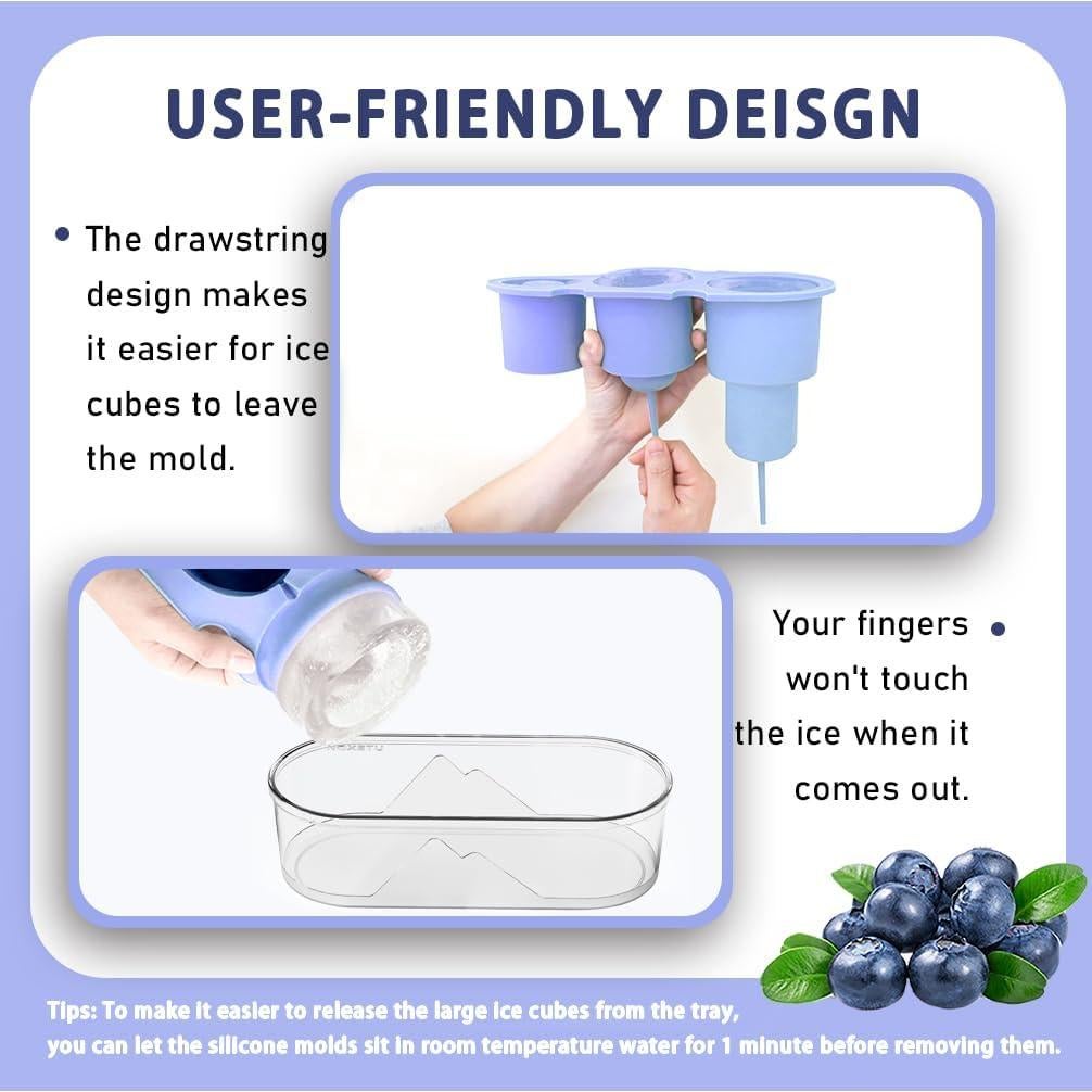 Molde de Hielo Noxetu 40oz Silicona Flexible con Tapa Transparente