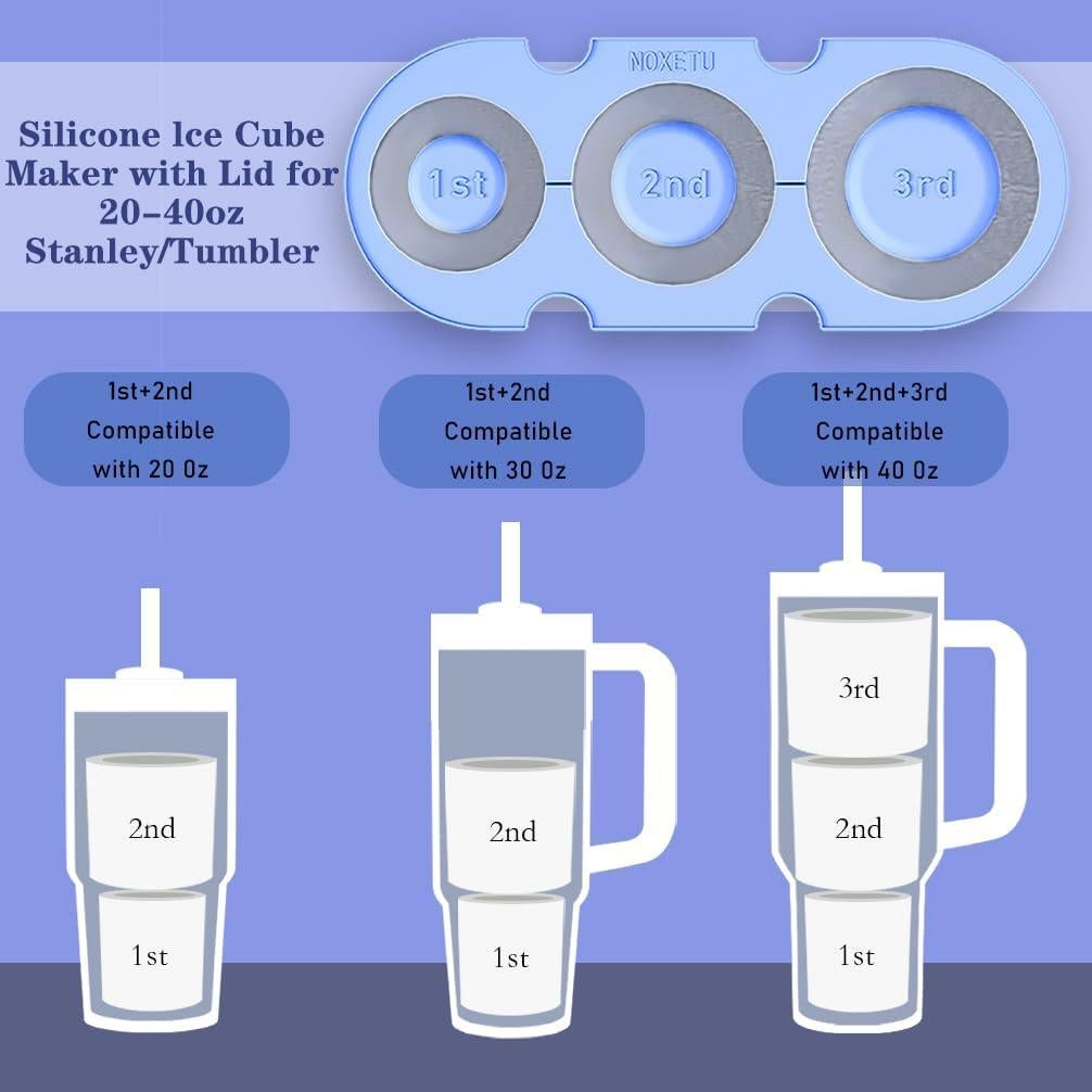 Molde de Hielo Noxetu 40oz Silicona Flexible con Tapa Transparente