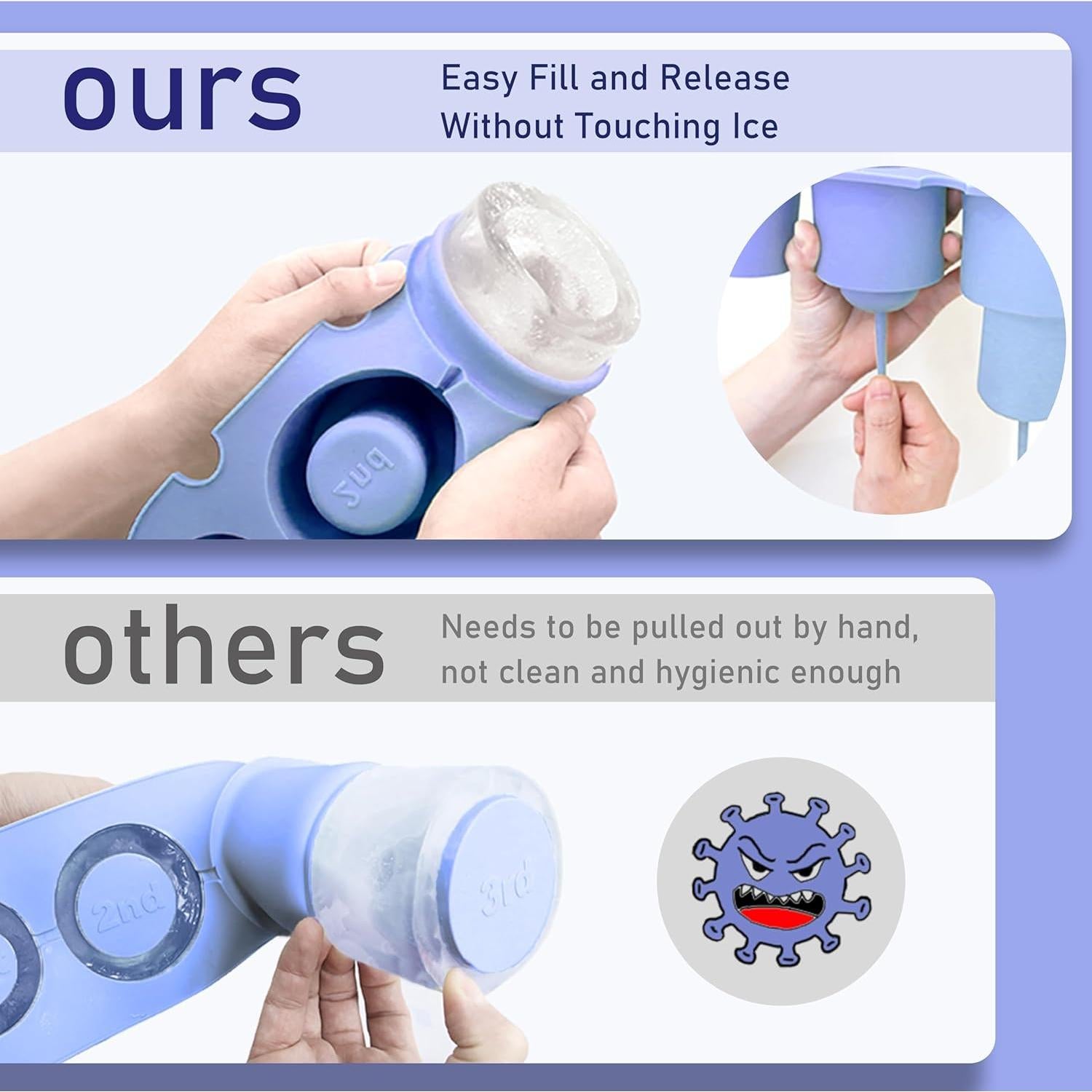 Molde de Hielo Noxetu 40oz Silicona Flexible con Tapa Transparente