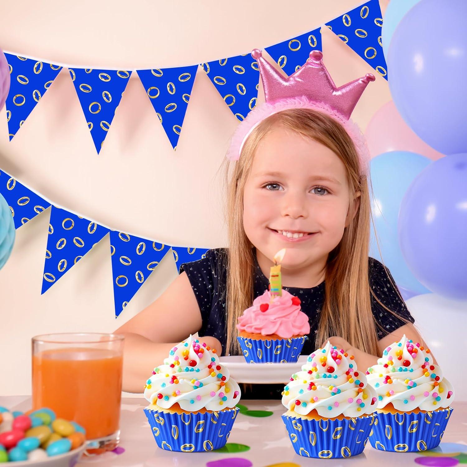 Forros de Cupcake Vesici 300 Piezas Azul y Dorado 5x3cm