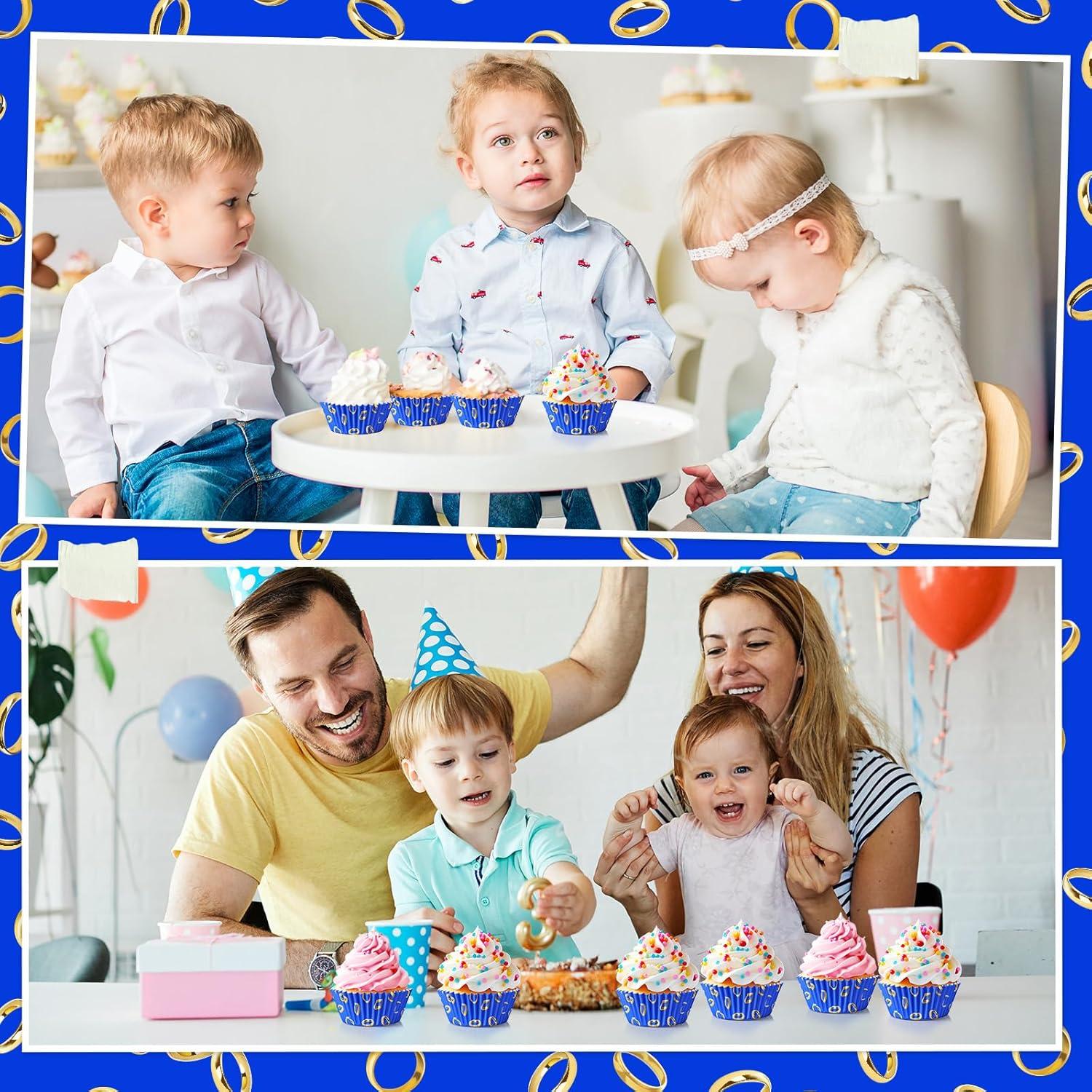 Forros de Cupcake Vesici 300 Piezas Azul y Dorado 5x3cm