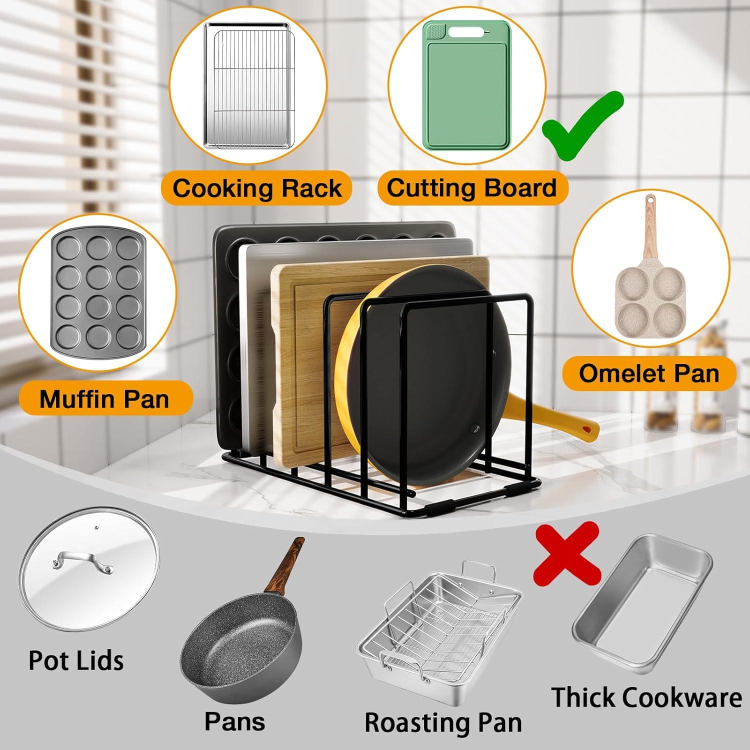 Organizador de Sartenes WUGEUSCH de Acero 5 Ranuras Negro