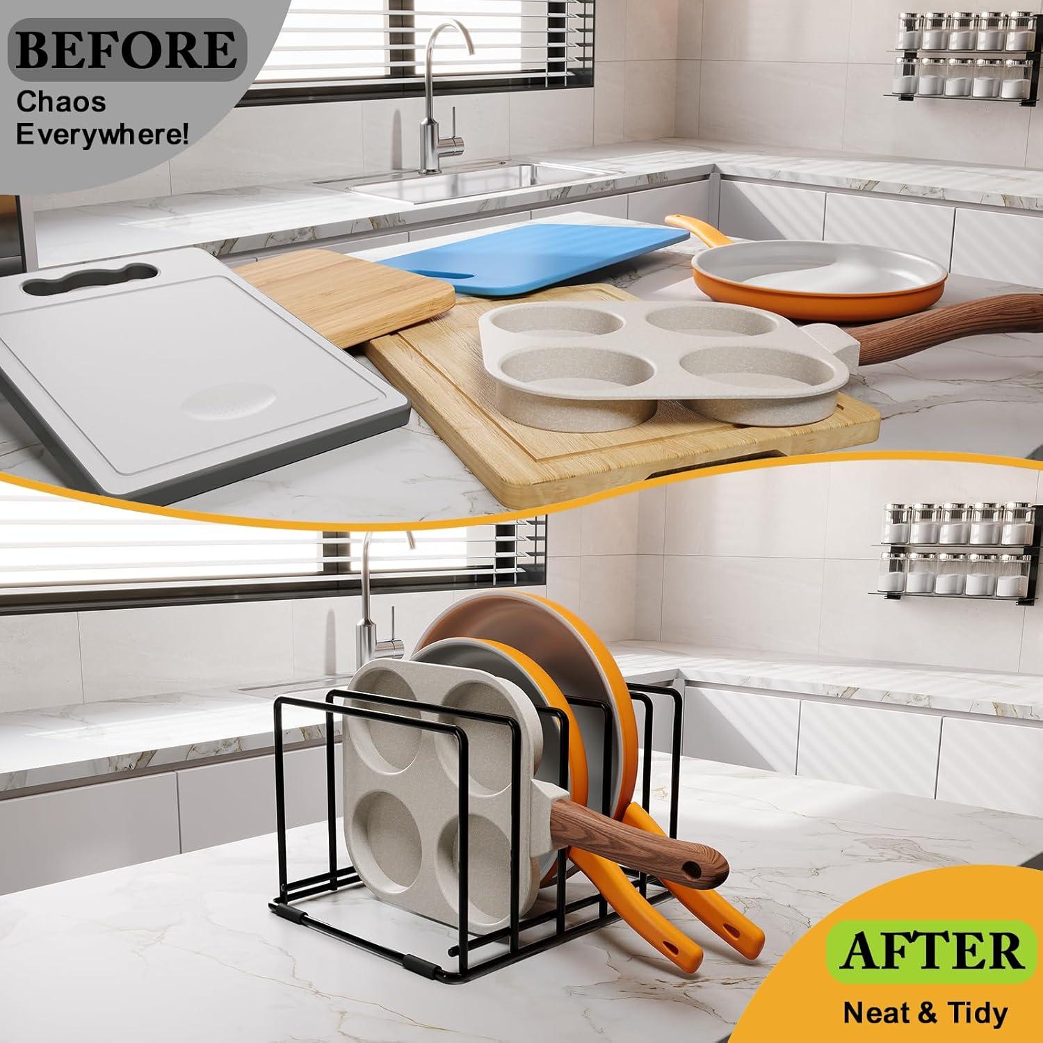 Organizador de Sartenes WUGEUSCH de Acero 5 Ranuras Negro