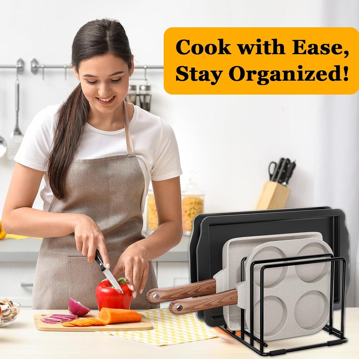 Organizador de Sartenes WUGEUSCH de Acero 5 Ranuras Negro