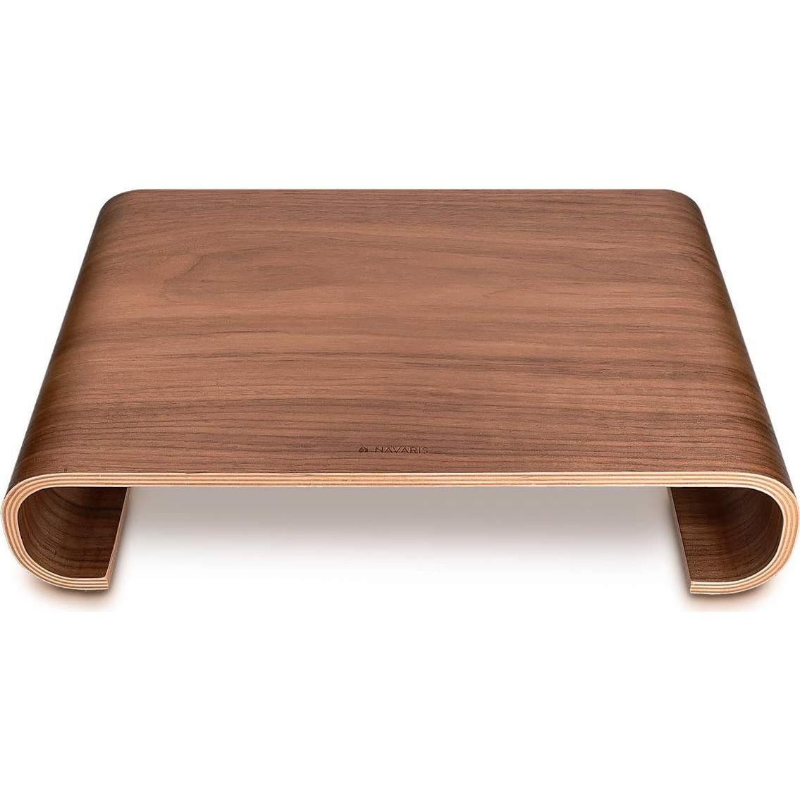 Soporte Elevador de Monitor Navaris - Madera de Nogal, 34.8x24x7.1 cm