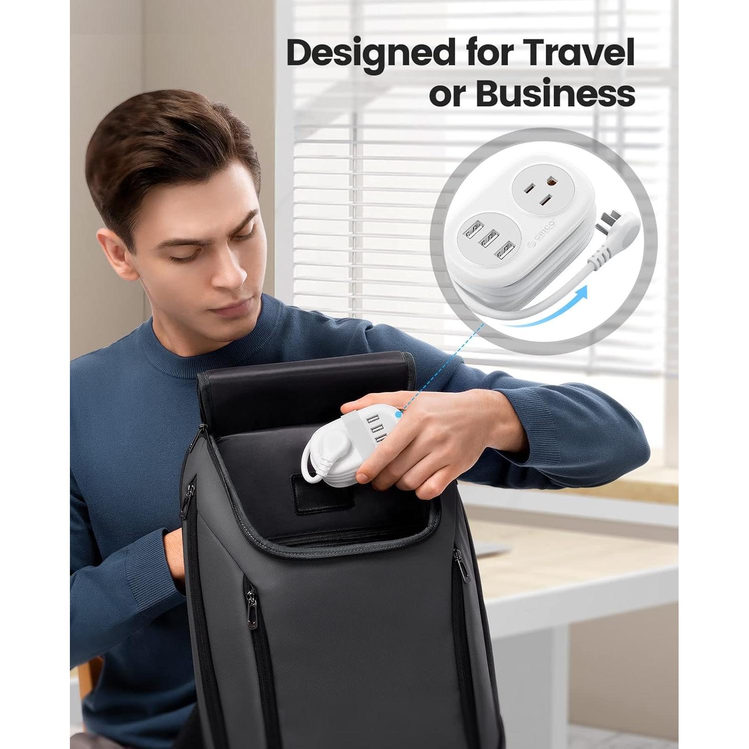 Regleta de Viaje ORICO AP3-2A3U-US-WH con 2 Salidas AC y 3 USB