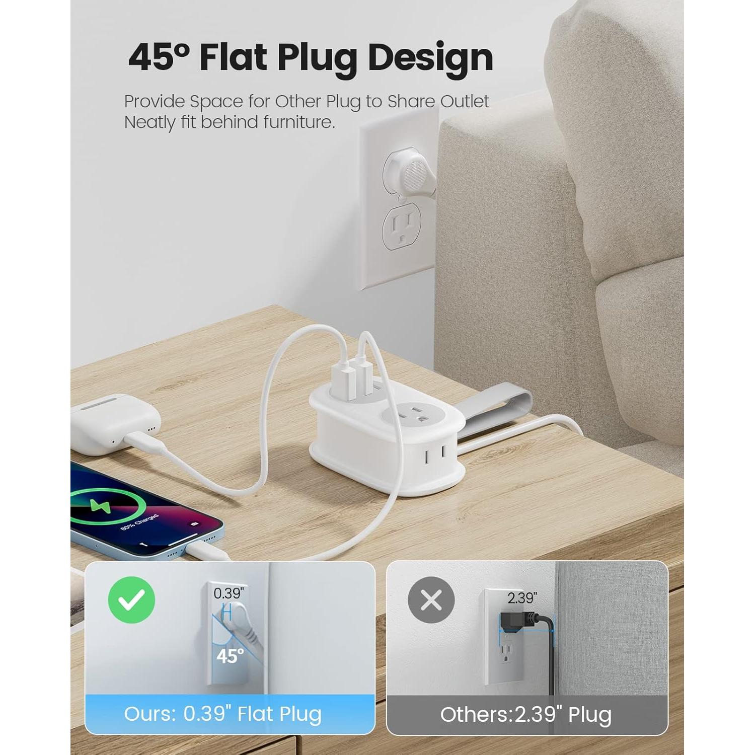 Regleta de Viaje ORICO AP3-2A3U-US-WH con 2 Salidas AC y 3 USB