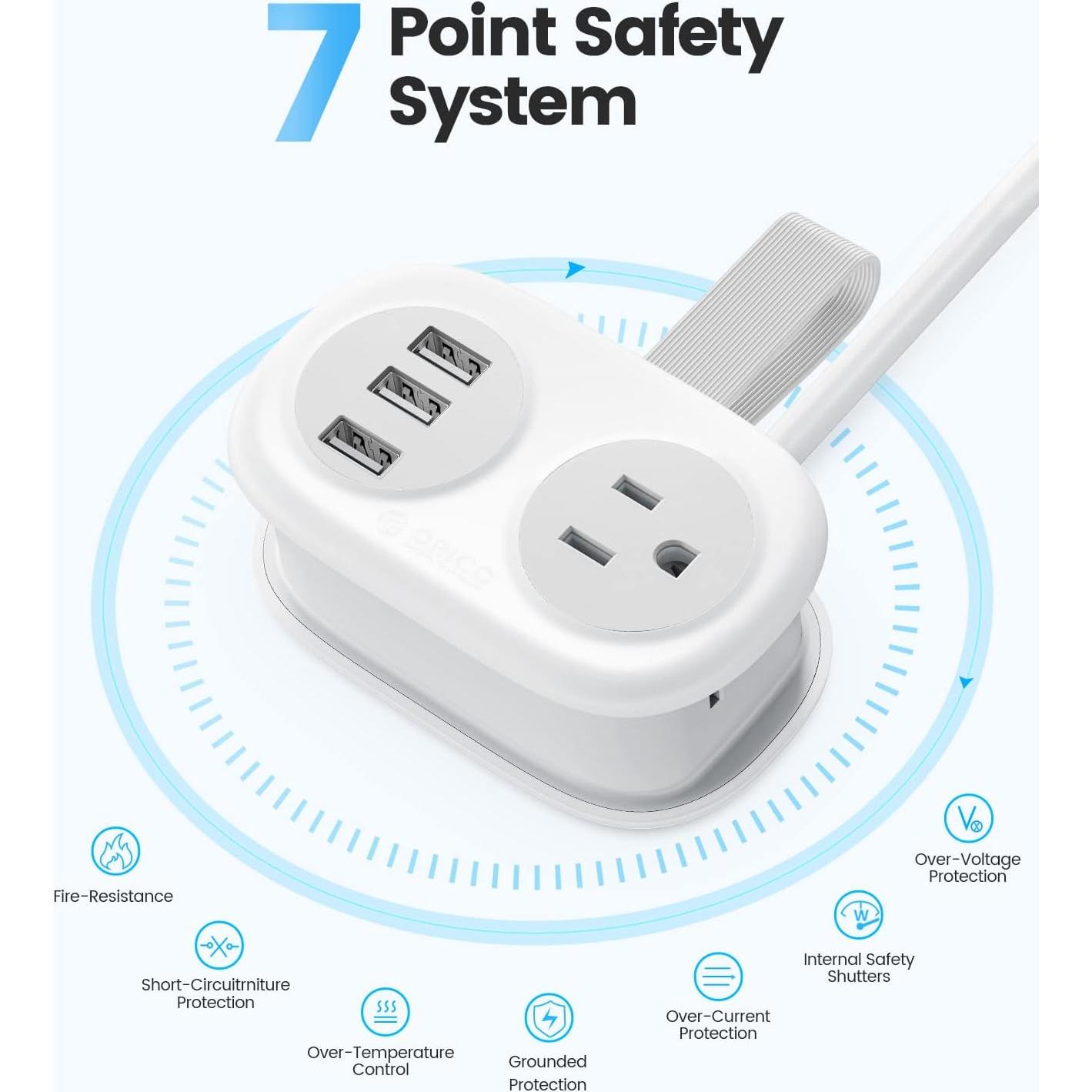 Regleta de Viaje ORICO AP3-2A3U-US-WH con 2 Salidas AC y 3 USB