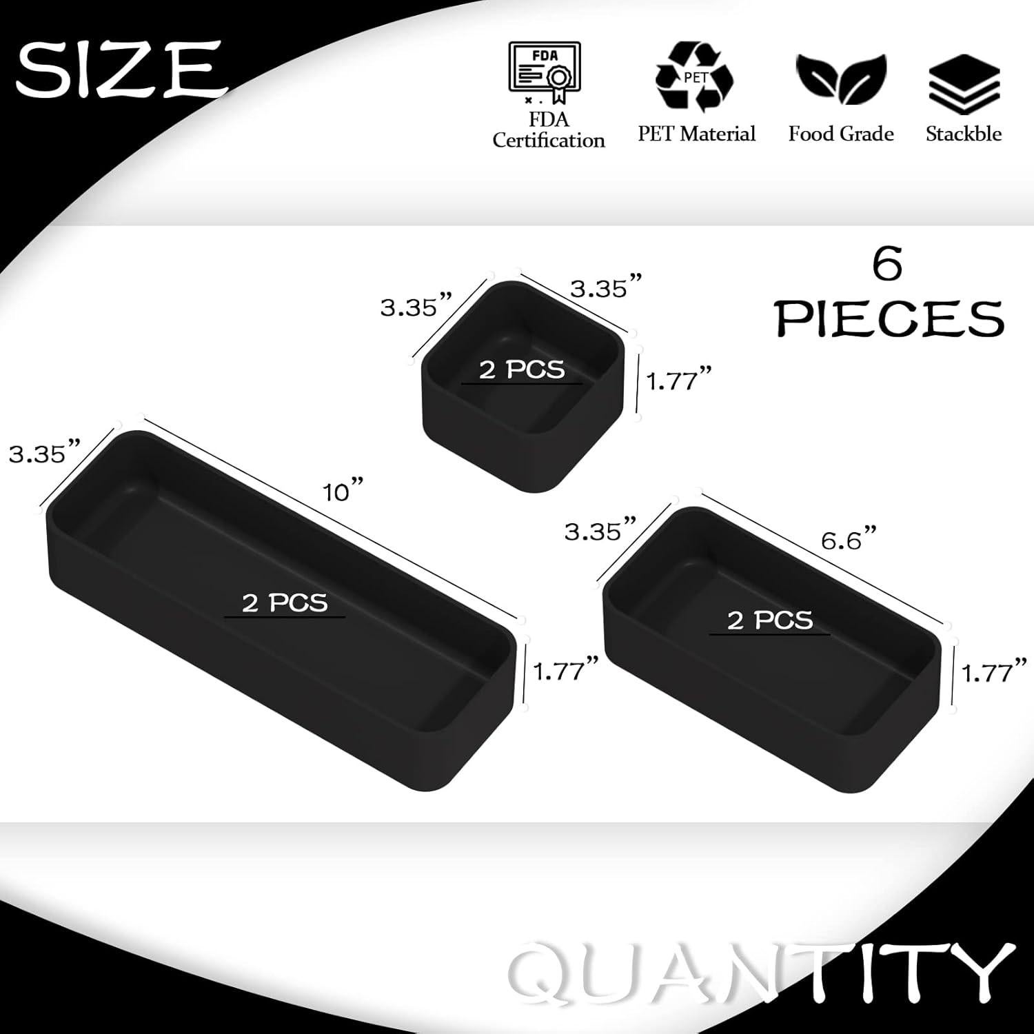 Juego de Organizadores de Cajones Apilables CHANCETSUI 6 PCS