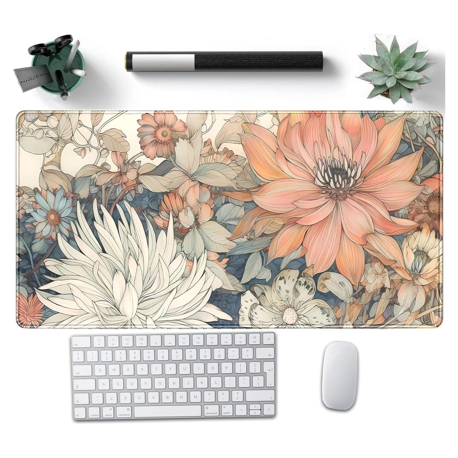 Alfombrilla de Escritorio Grande Nasdalgias 80x40cm Floral Boho
