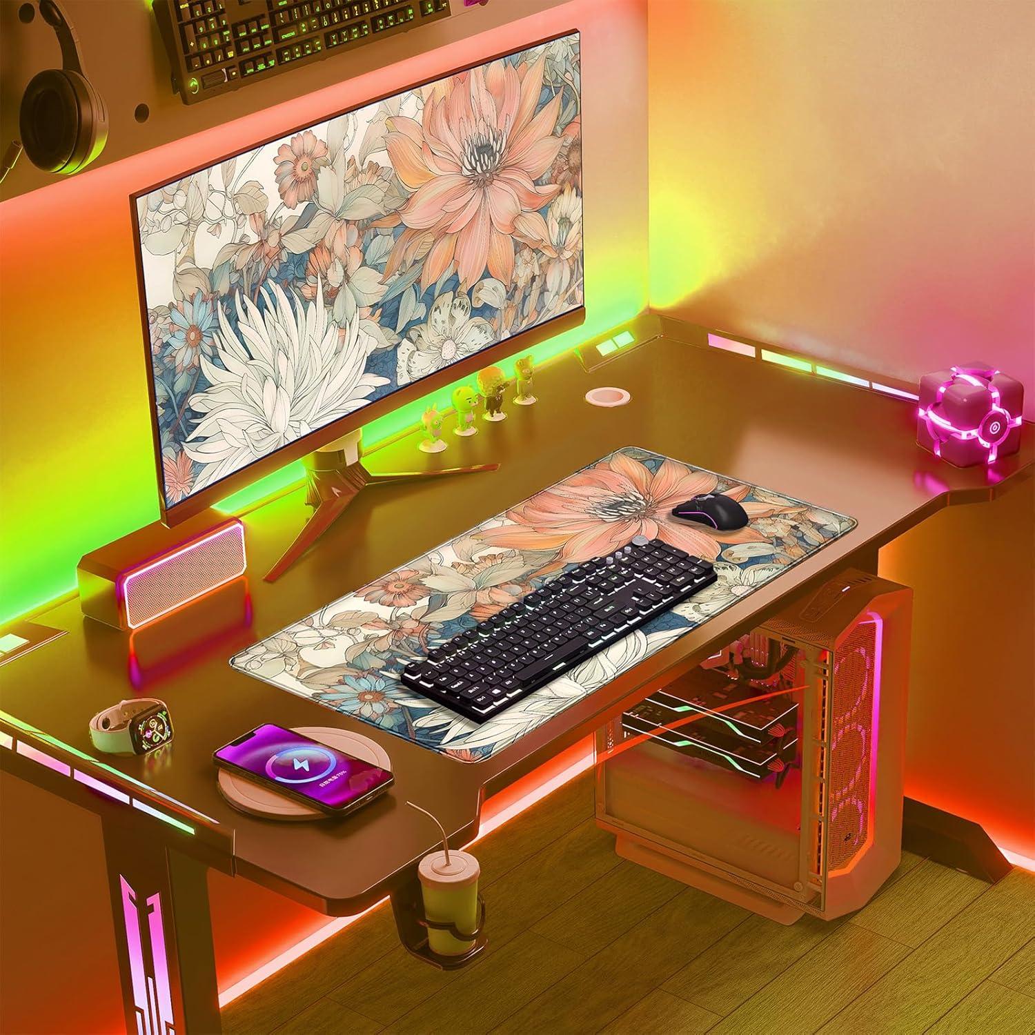 Alfombrilla de Escritorio Grande Nasdalgias 80x40cm Floral Boho