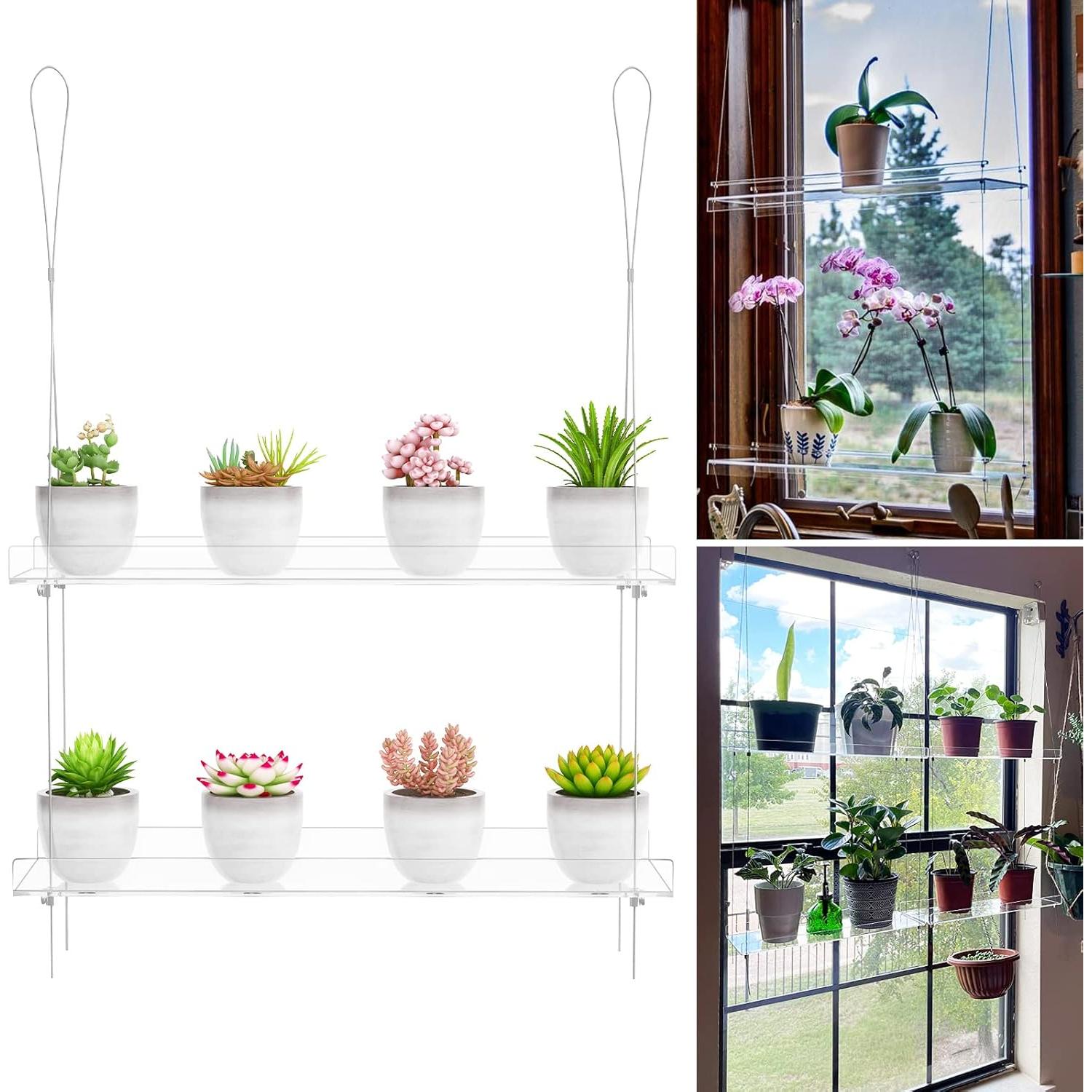 Estante Colgante de Plantas 2 Niveles OtNiap 40.64cm Acrílico