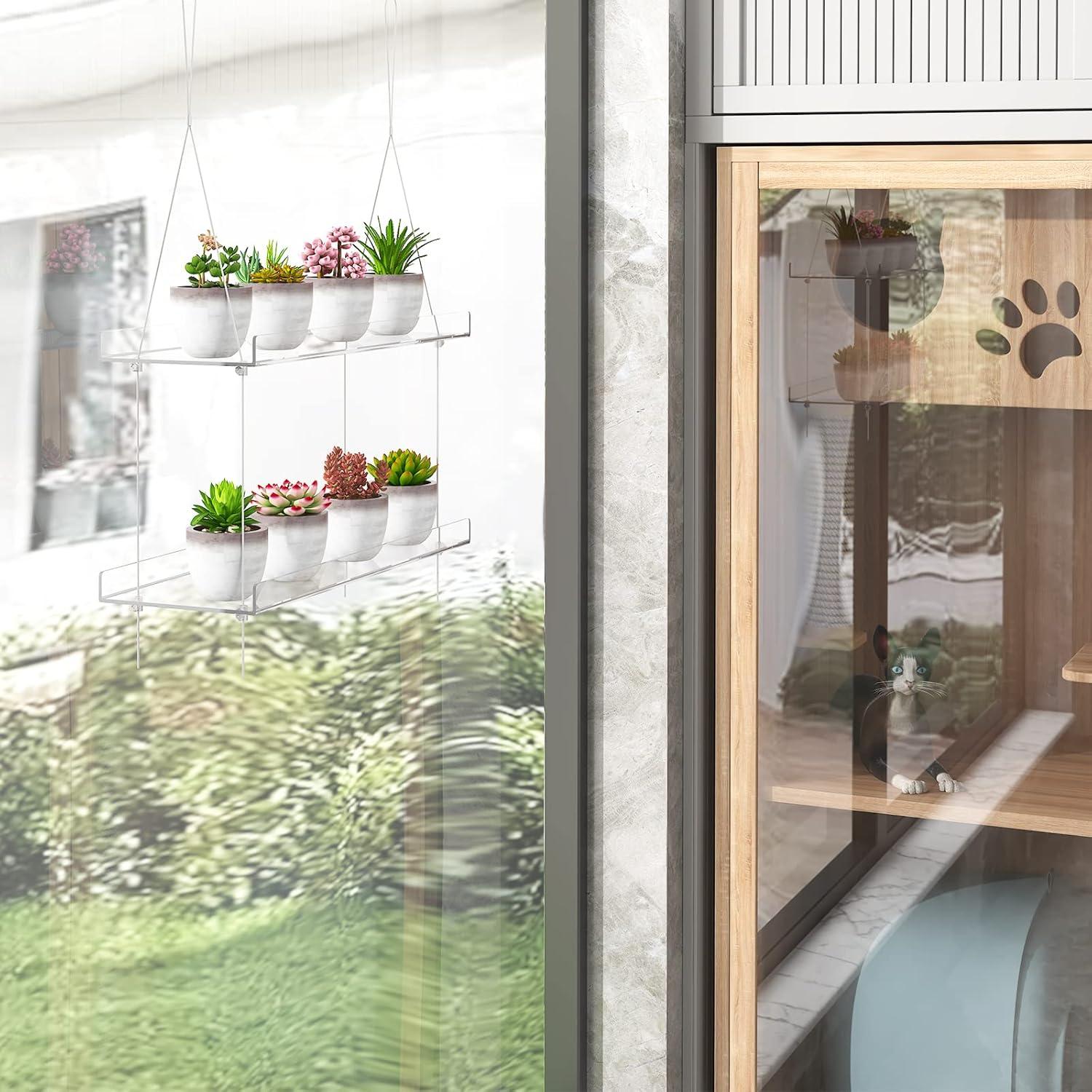 Estante Colgante de Plantas 2 Niveles OtNiap 40.64cm Acrílico