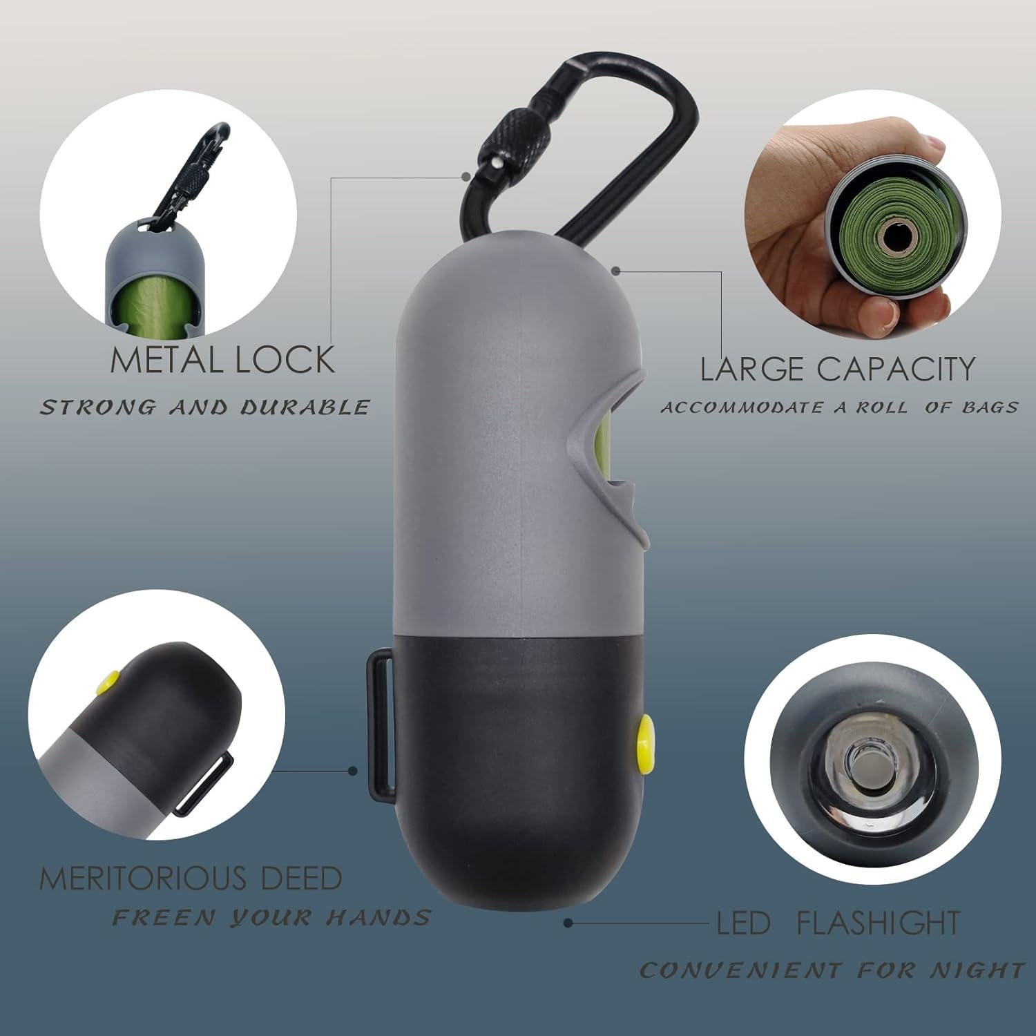 Paquete de 2 Dispensadores de Bolsas de Excremento Morn Light con Linterna