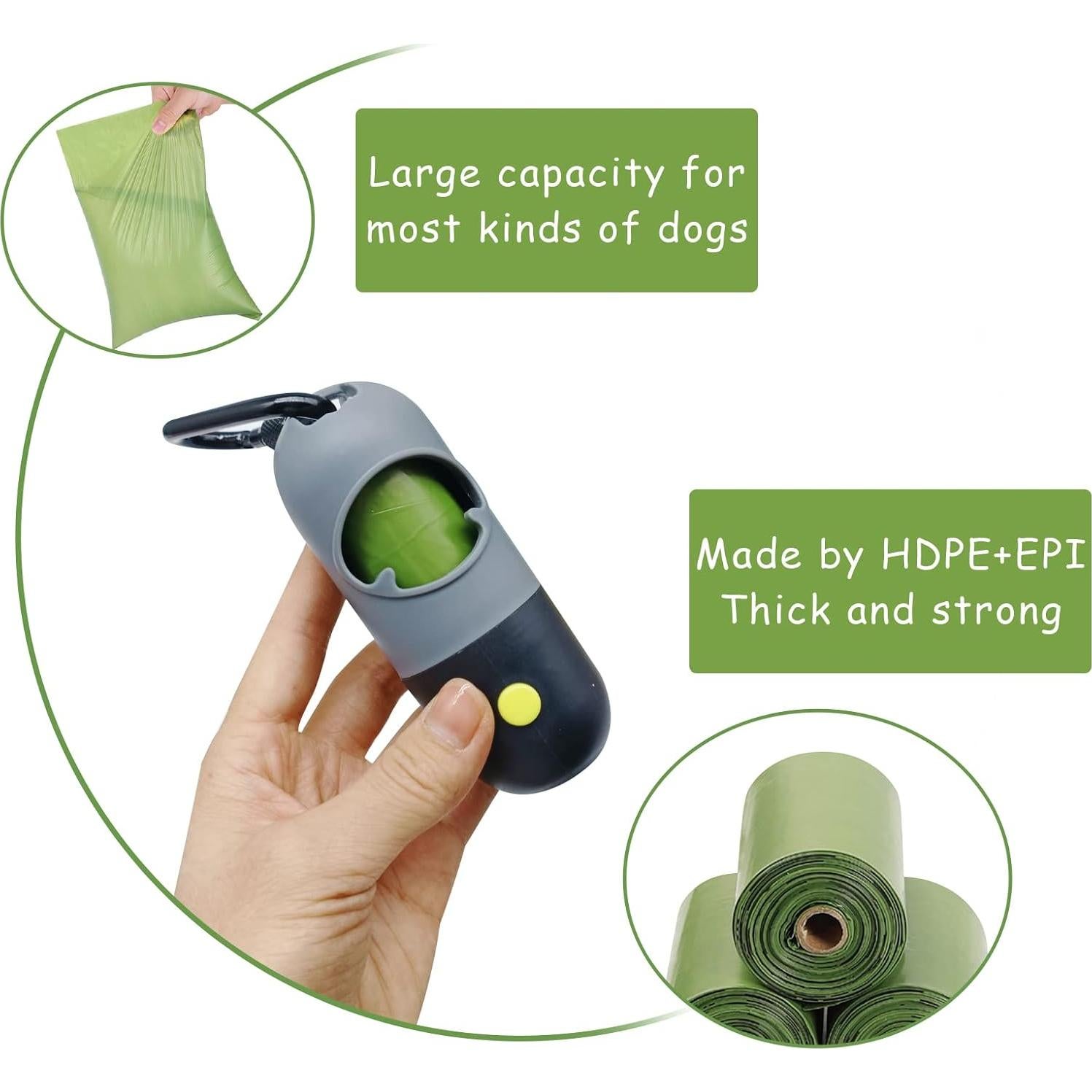 Paquete de 2 Dispensadores de Bolsas de Excremento Morn Light con Linterna