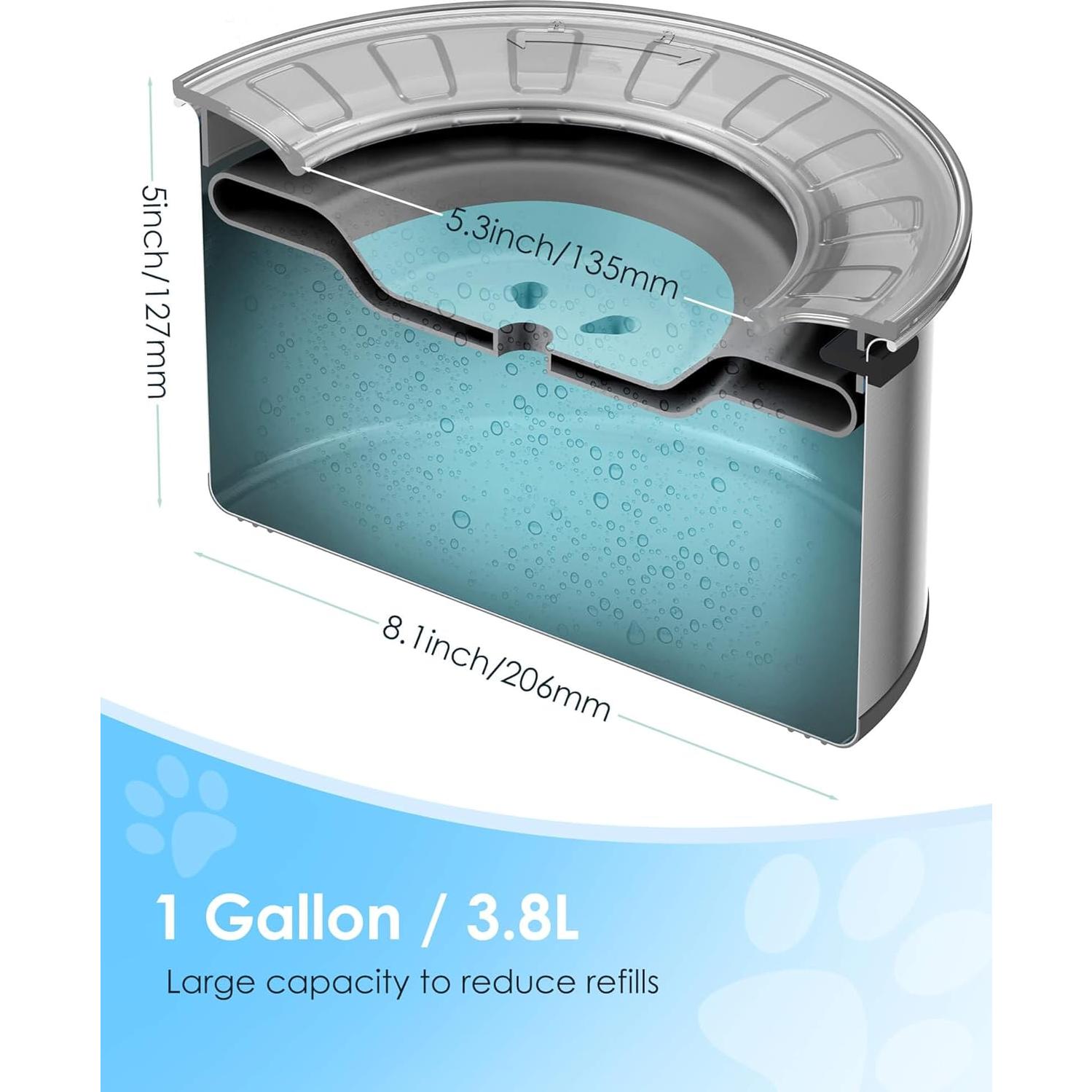 Tazón de Agua para Perros Heouvo 3.8L Antideslizante y Sin Derrames