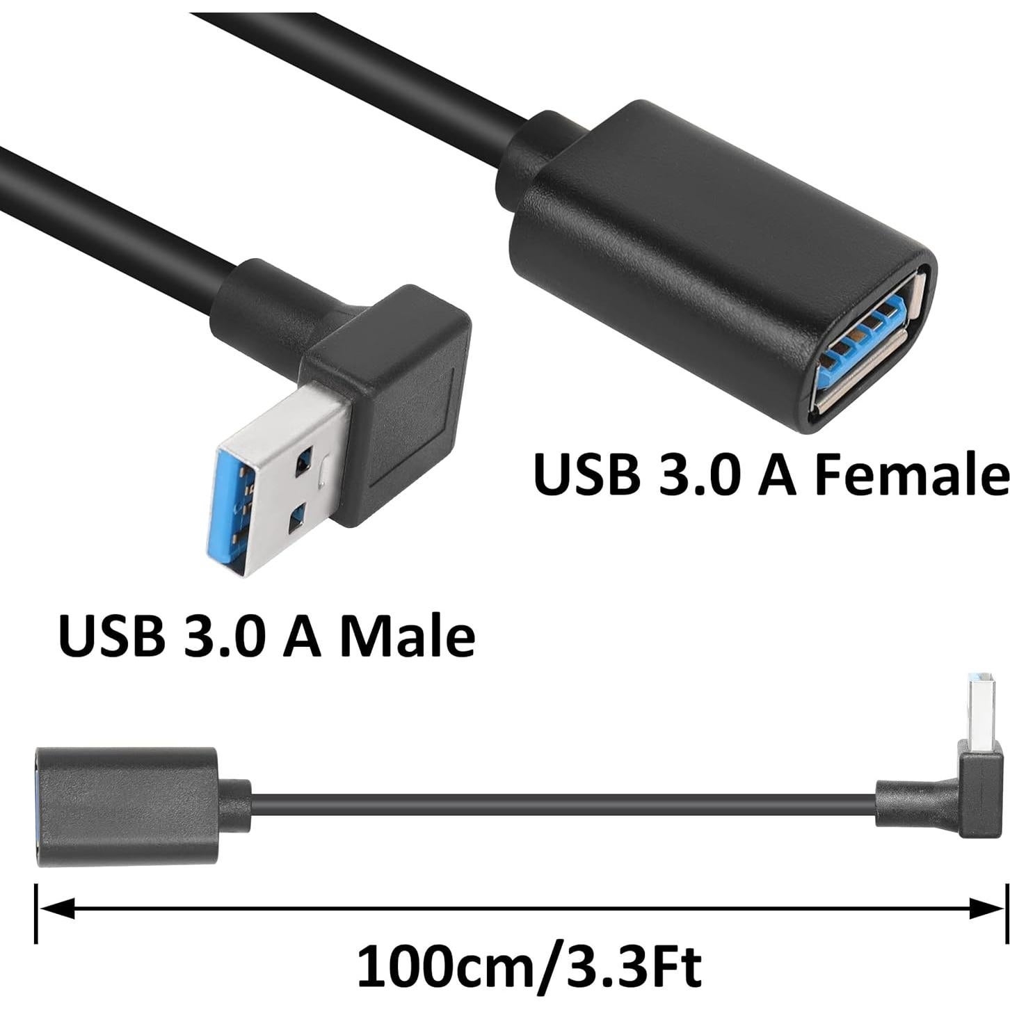 Cable de Extensión USB 3.0 GELRHONR 1M Ángulo Abajo 90°