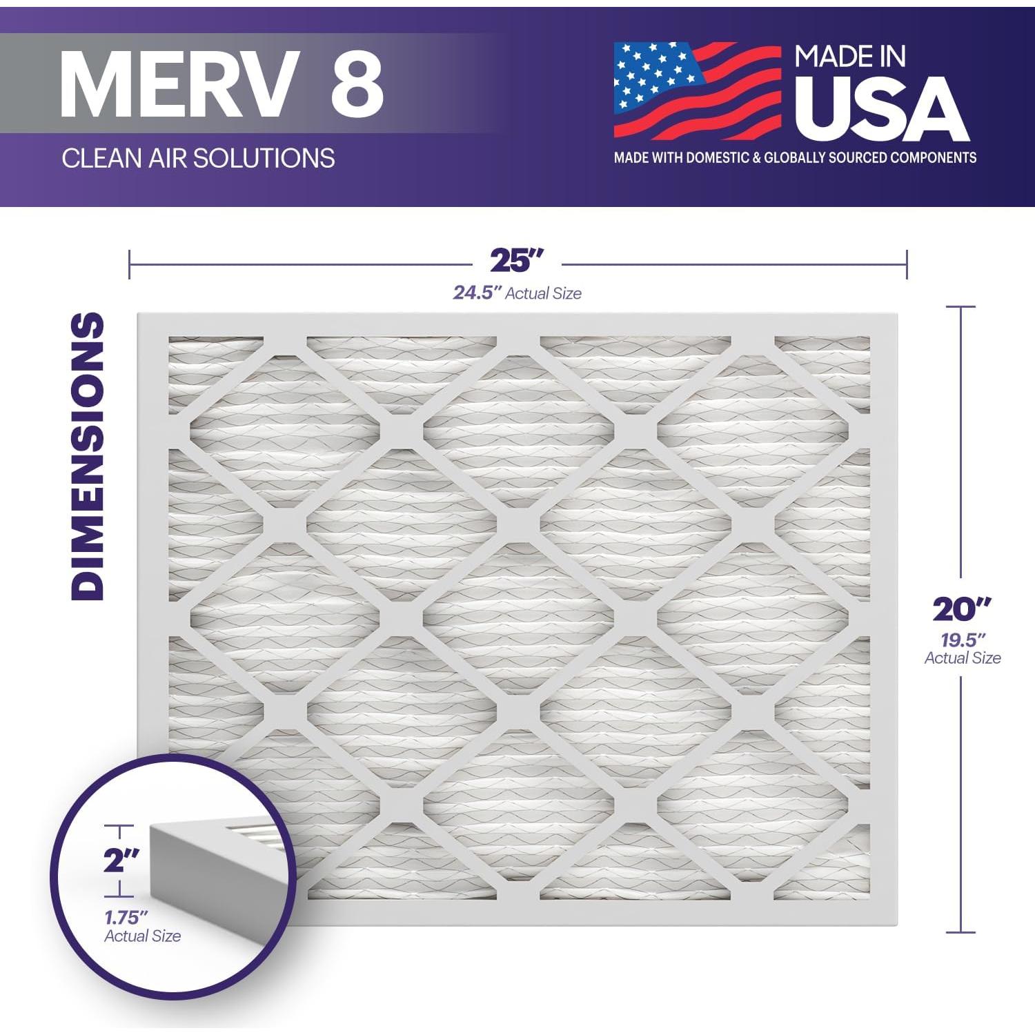 Filtro de Aire BNX MERV 8 20x25x2 (4-Pack) - Electrostático