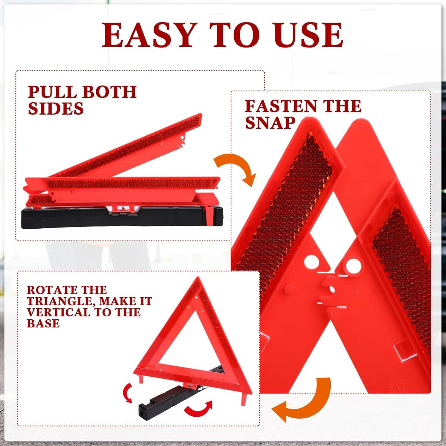 Triángulos de Advertencia Kanayu 9 Pcs Reflectantes Emergencia